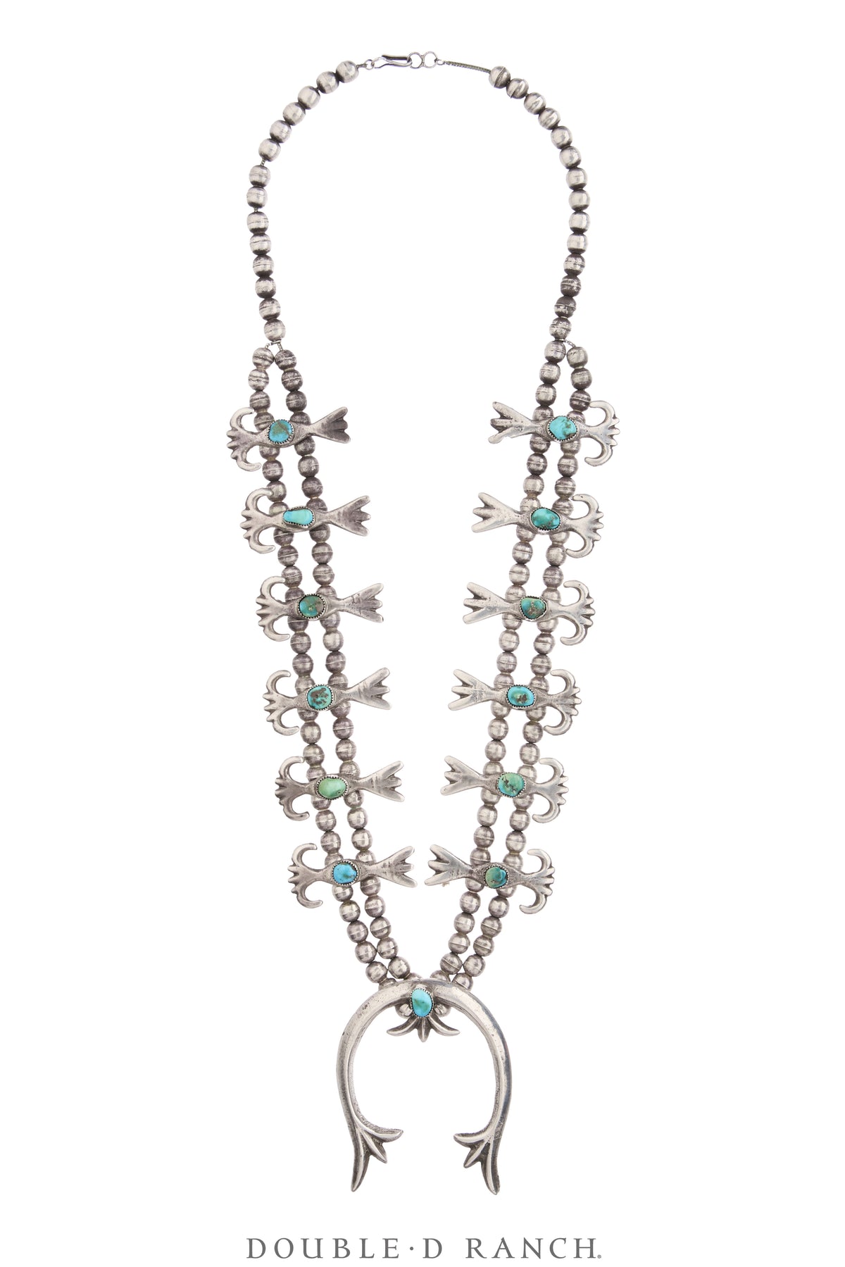 Necklace, Squash Blossom, Turquoise, Sans Hallmark, Vintage, 3965