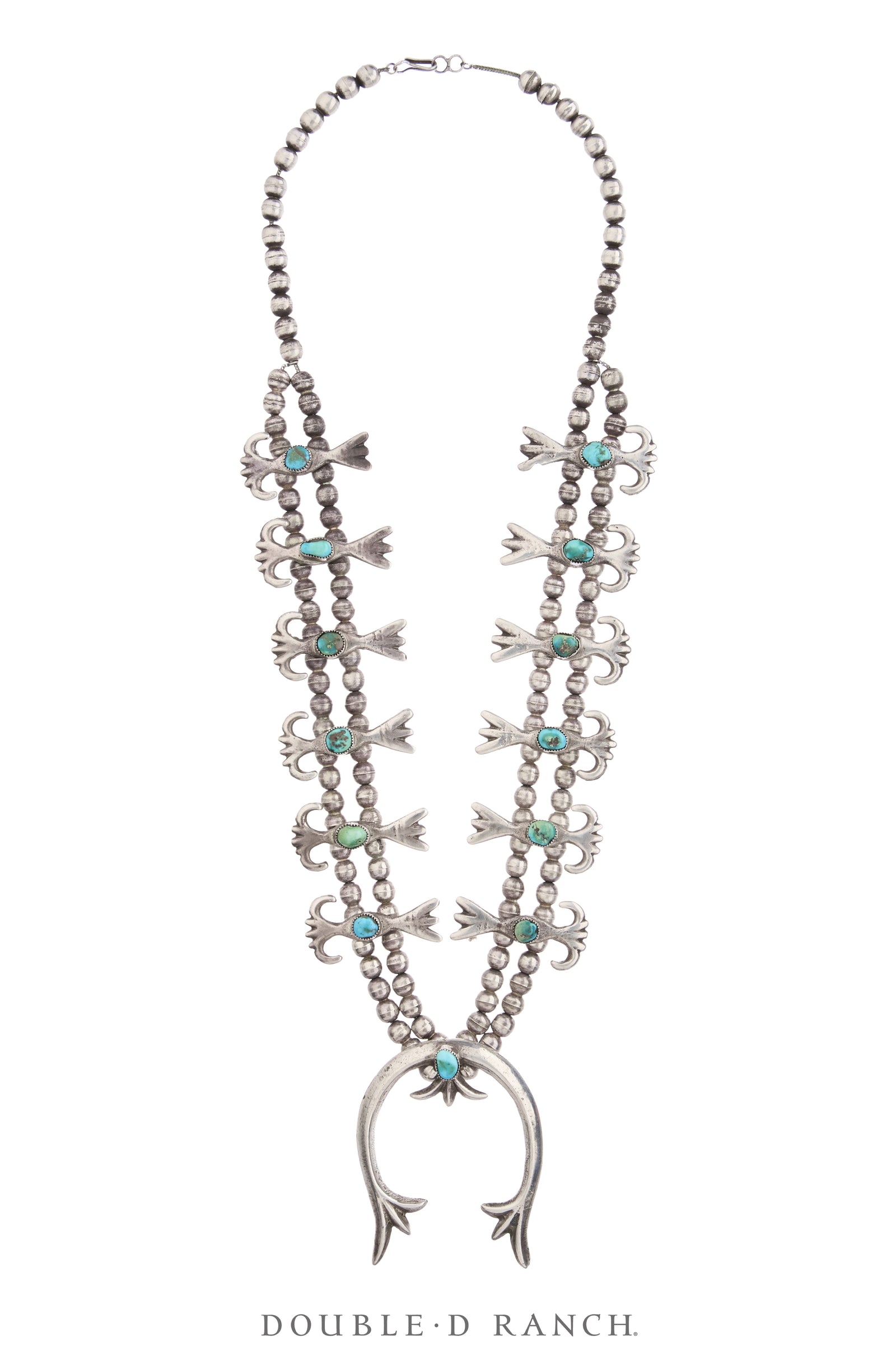 Necklace, Squash Blossom, Turquoise, Sans Hallmark, Vintage, 3965