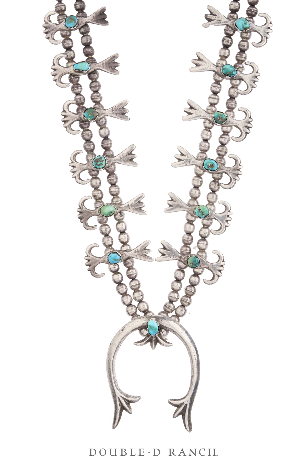 Necklace, Squash Blossom, Turquoise, Sans Hallmark, Vintage, 3965
