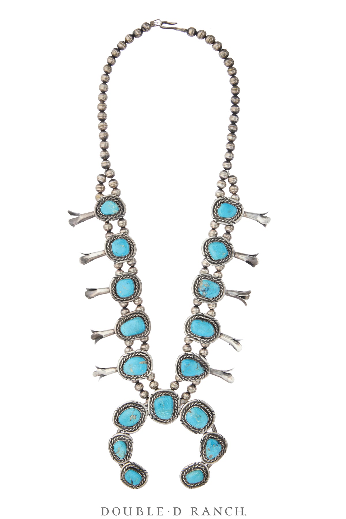 Necklace, Squash Blossom, Turquoise, Sans Hallmark, Vintage, 3976