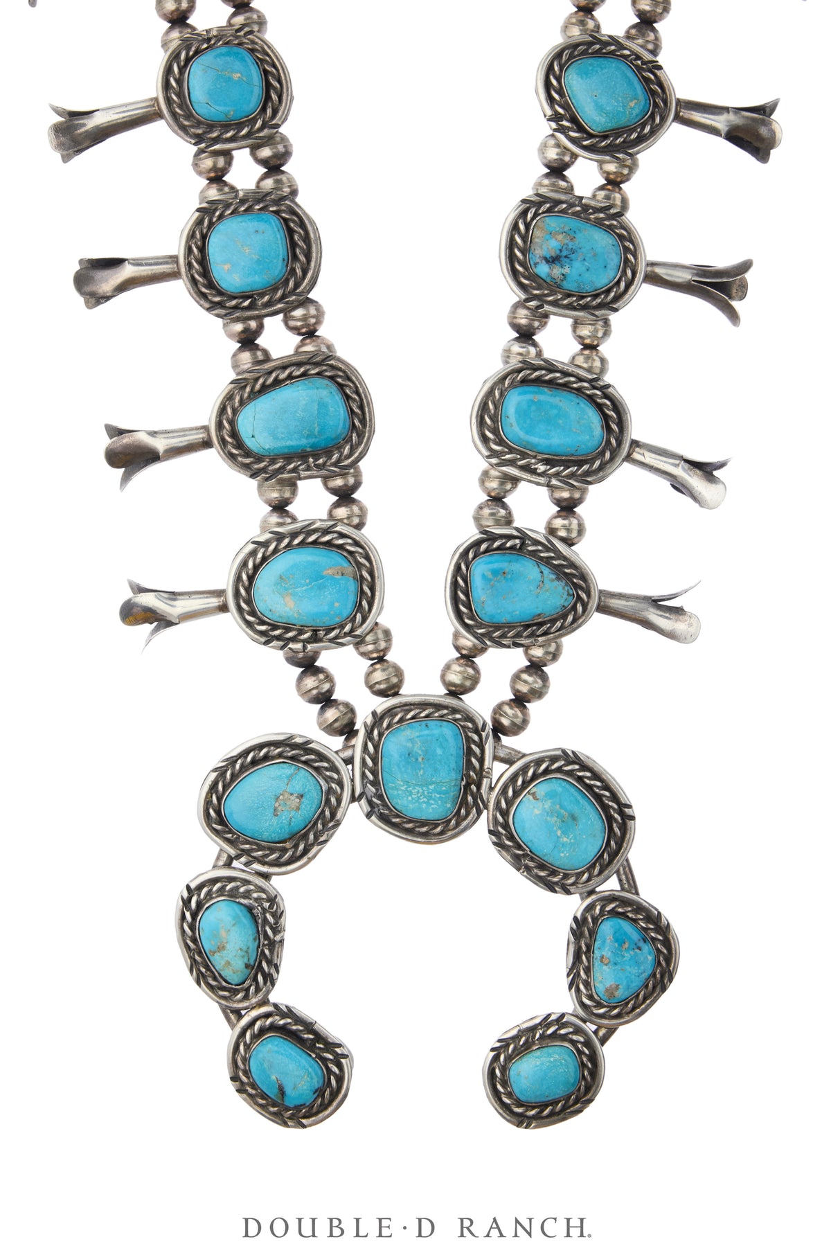 Necklace, Squash Blossom, Turquoise, Sans Hallmark, Vintage, 3976