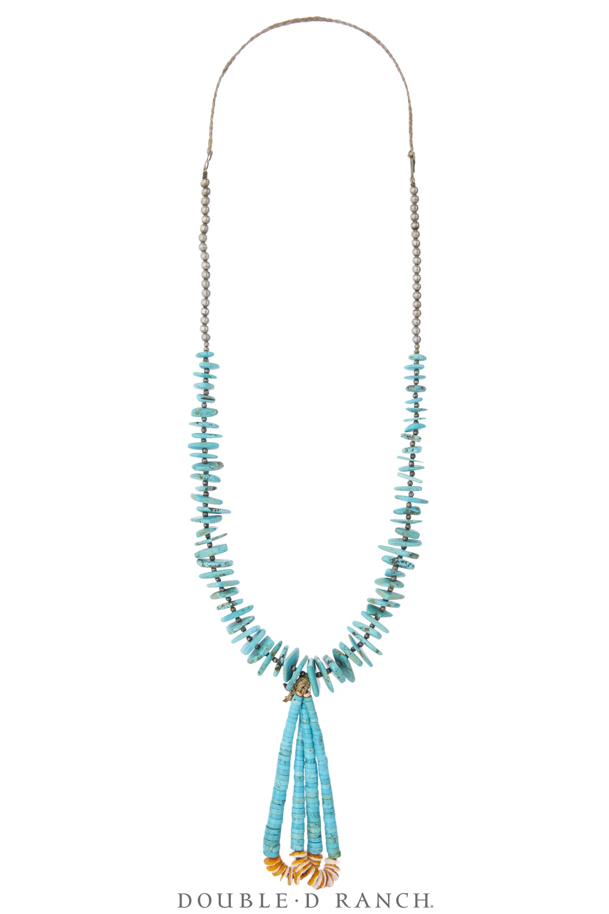 Necklace, Natural Stone, Jacla, Turquoise With Orange Spiny Oyster, Vintage, 3979