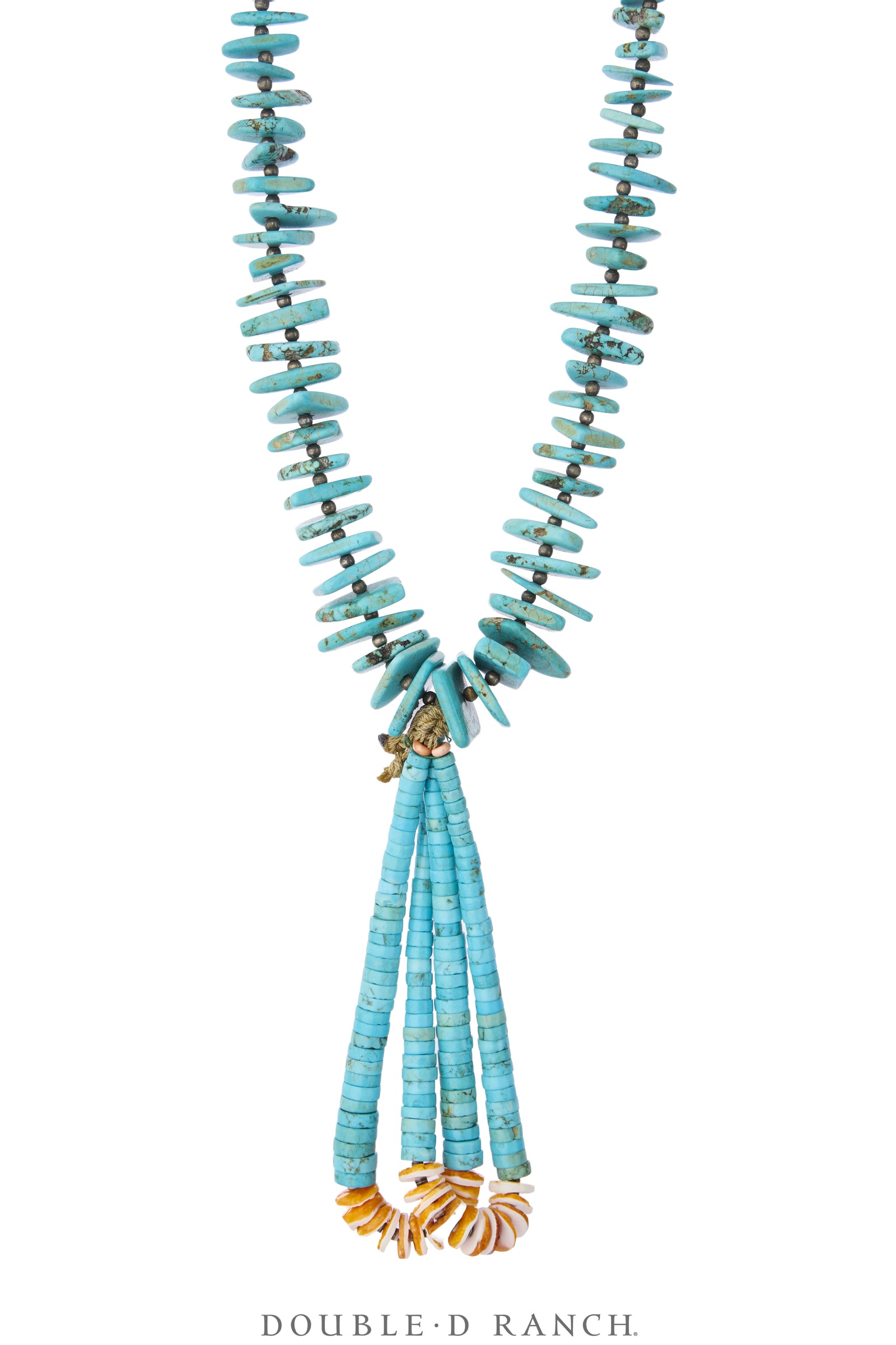 Necklace, Natural Stone, Jacla, Turquoise With Orange Spiny Oyster, Vintage, 3979
