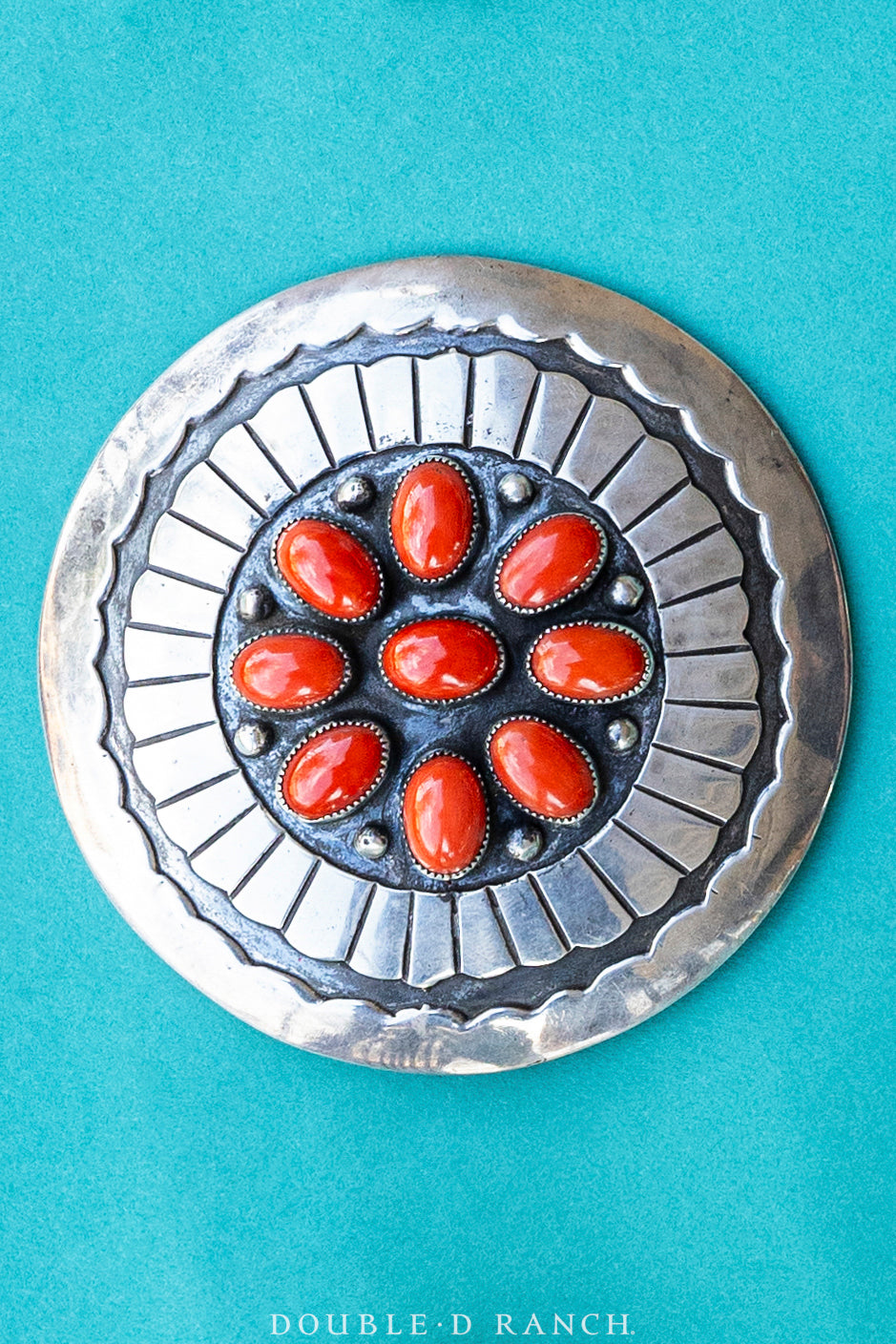 Pin & Pendant, Concho, Coral, Vintage, 1029