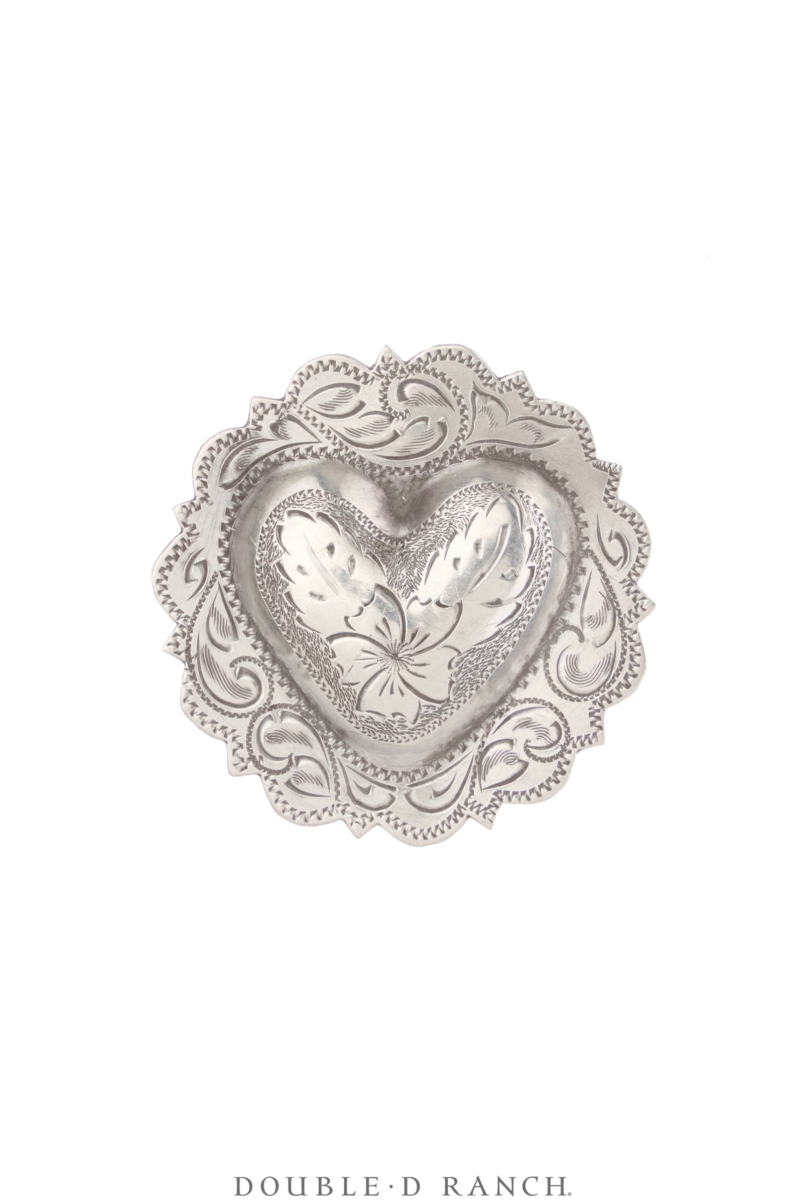 Scarfslide, Concho, Sterling Silver, Heart, Elmer Miller Maker, Vintage, 1259
