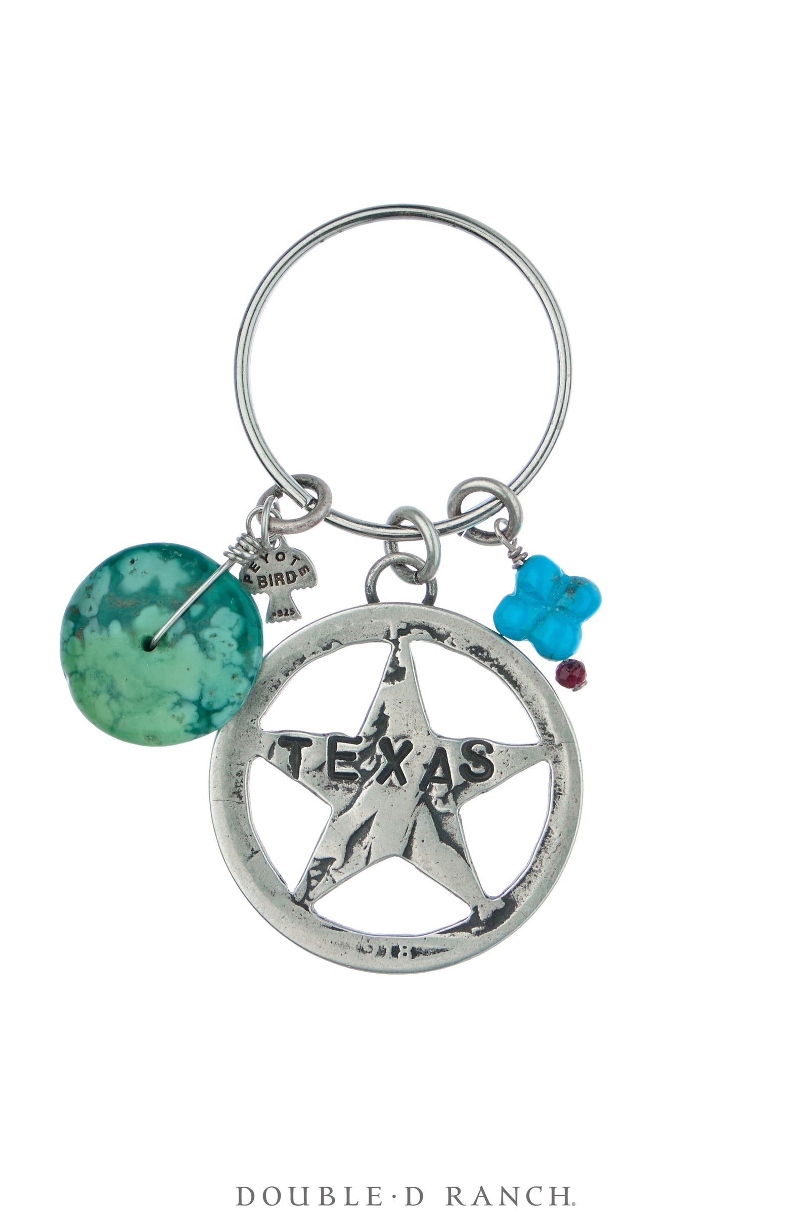 Charm, Bag Bauble, Turquoise, "TEXAS", Repurposed, Artisan, Contemporary, 1273