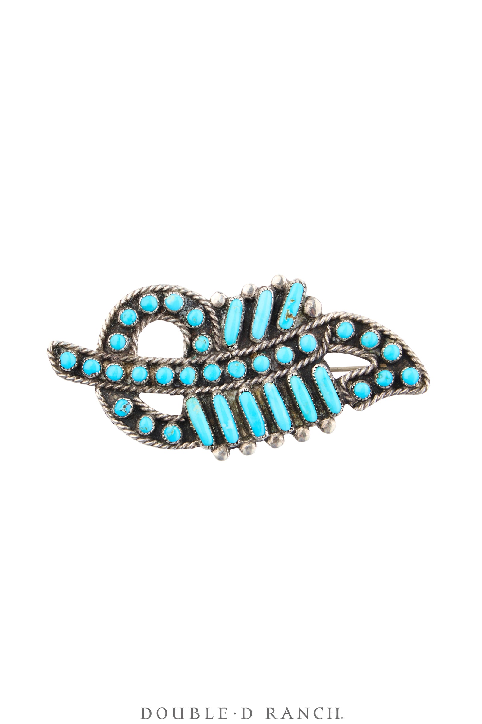 Pin, Cluster, Turquoise, Leaf Motif, Sans Hallmark, Vintage, 1286