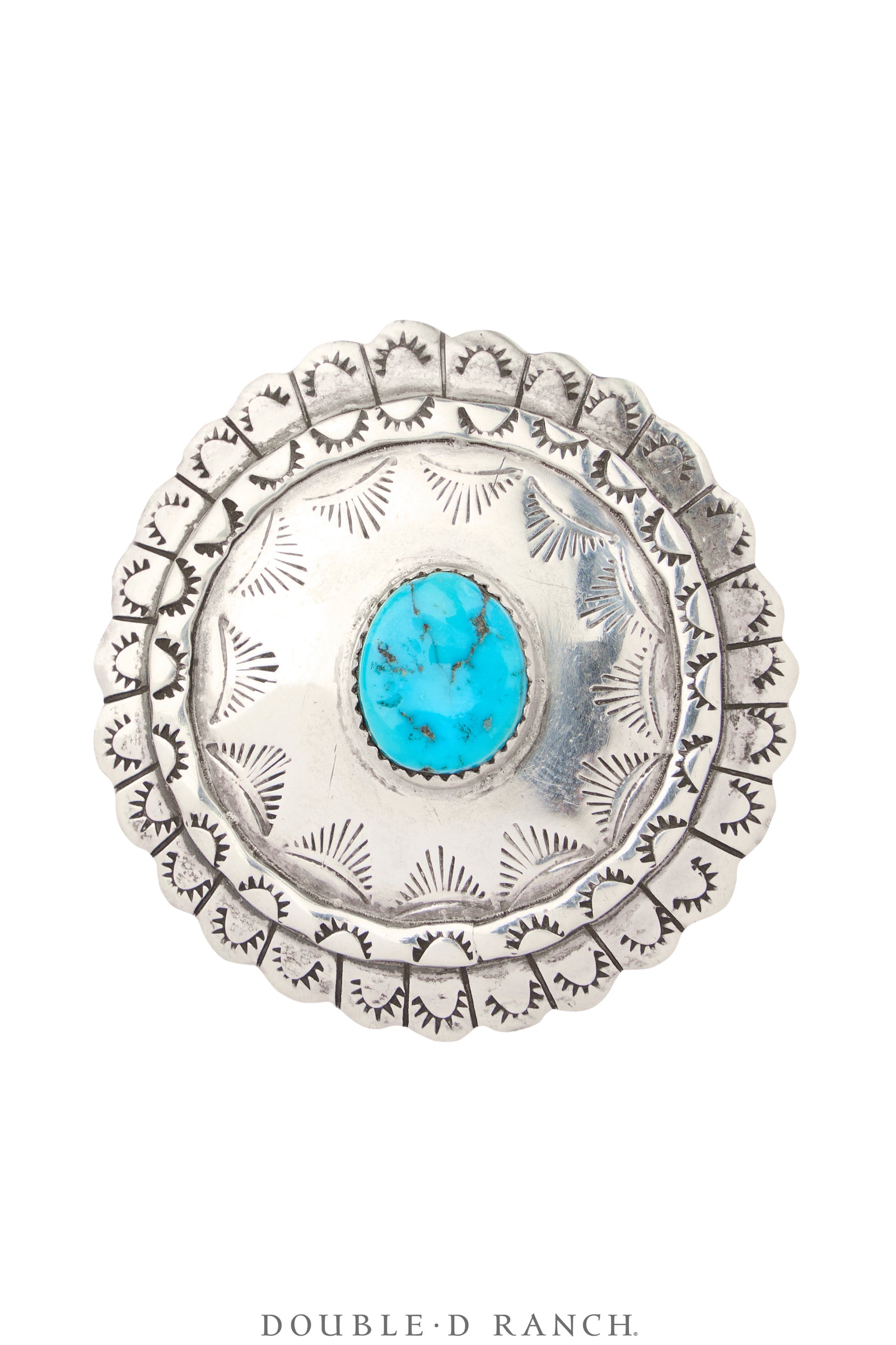 Pin, Concho, Turquoise, Stampwork, Sans Hallmark, Vintage, 1292