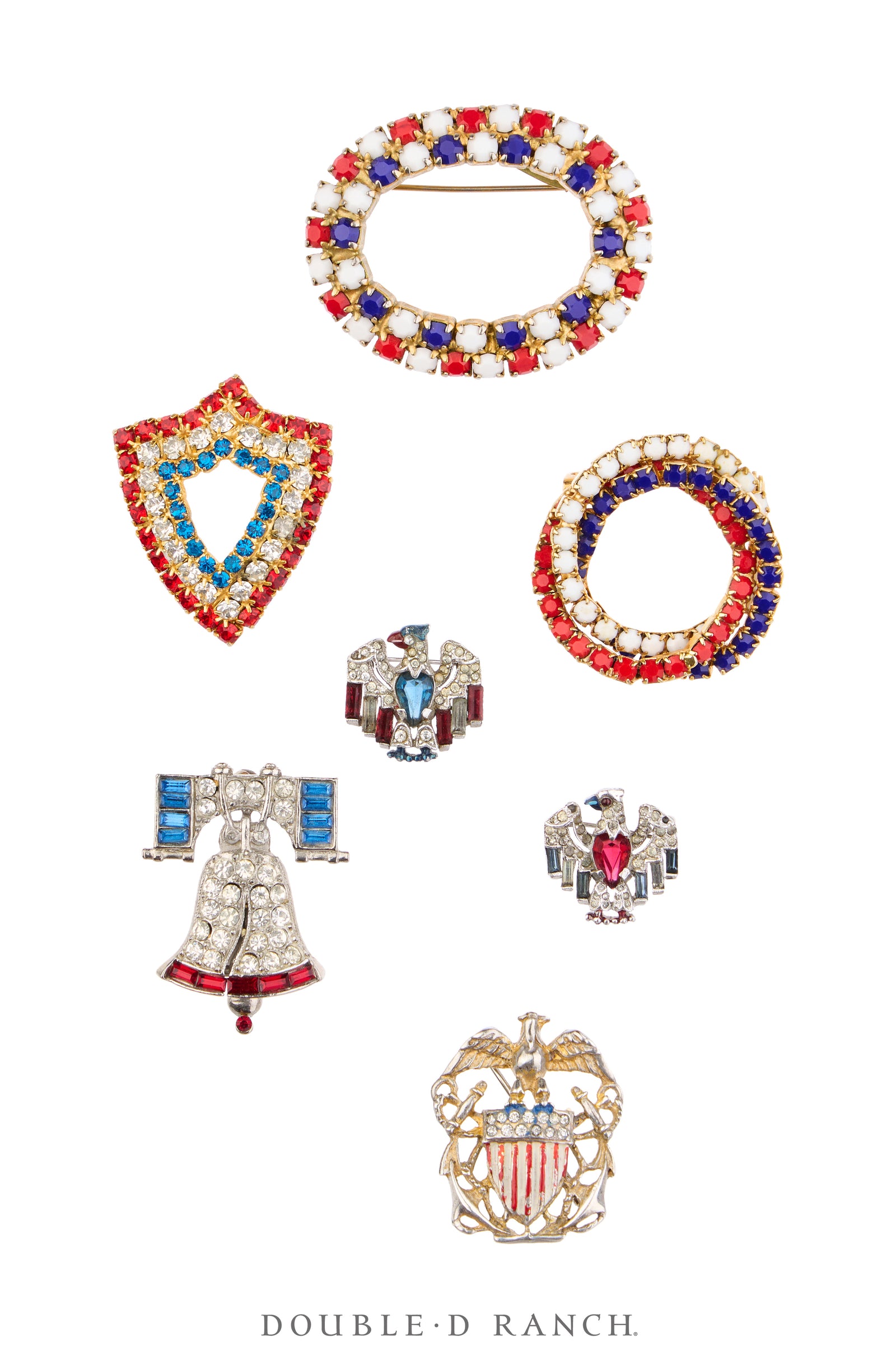 Pin, Patriotic Set, Rhinestones, Victory Pins, WWII, Vintage, 1293