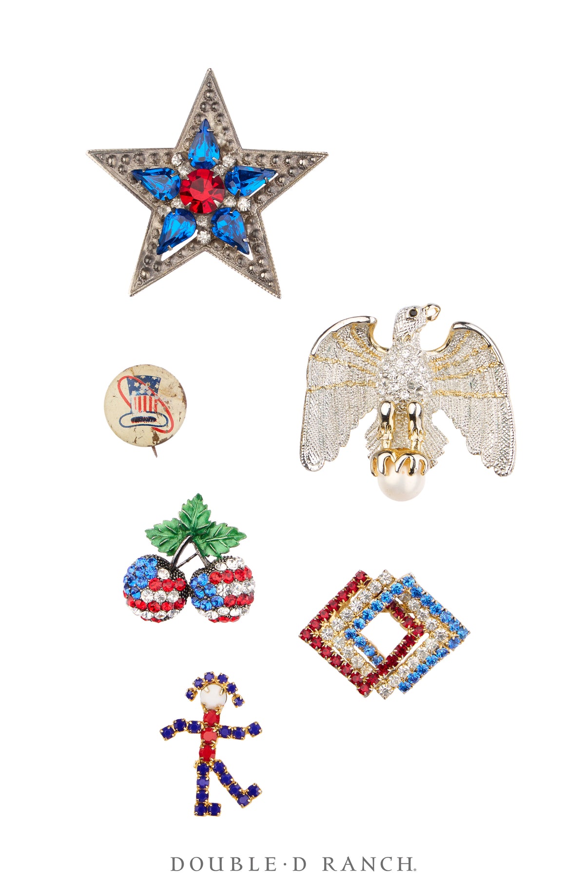 Pin, Patriotic Set, Rhinestones, Victory Pins, WWII, Vintage, 1294