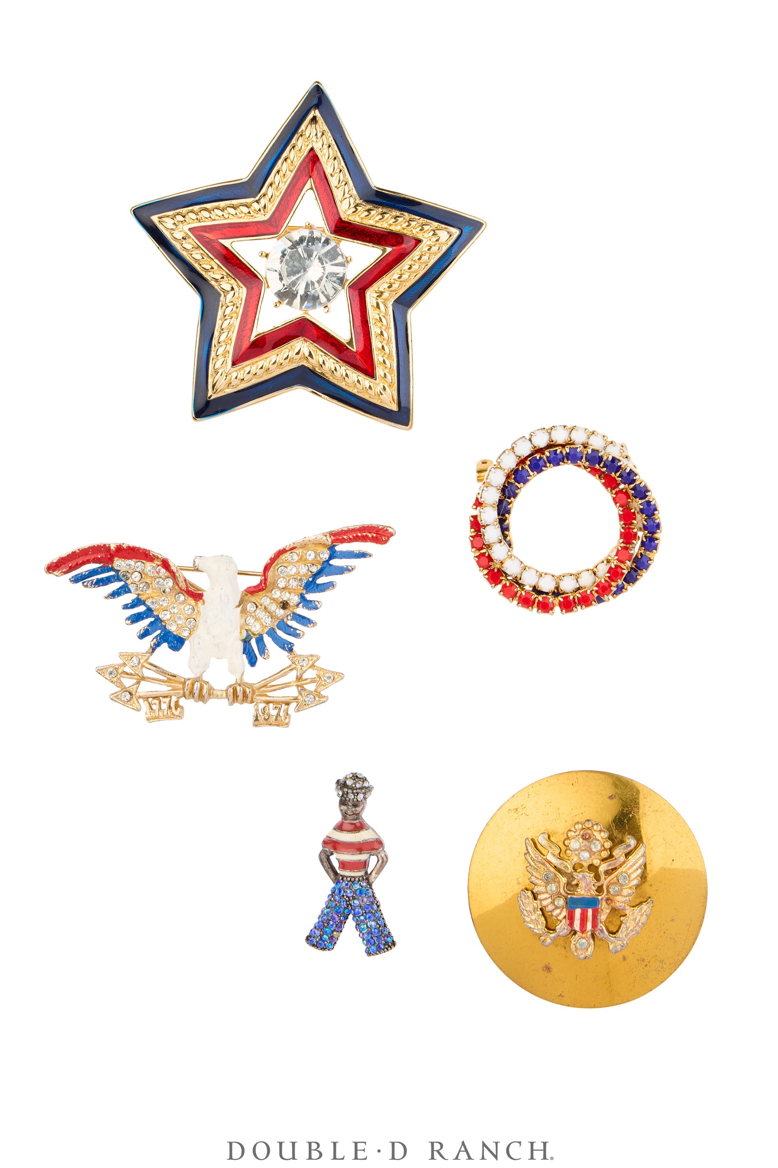 Pin, Patriotic Set, Rhinestones, Victory Pins, WWII, Vintage, 1295
