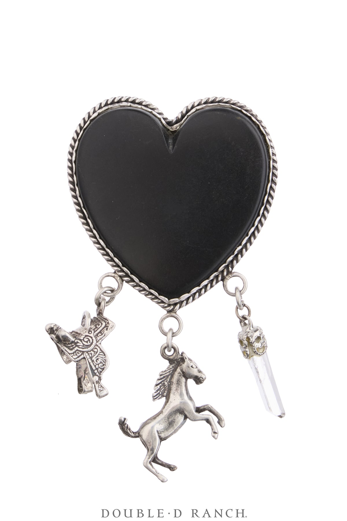 Pin, Novelty, Onyx, Heart With Western Charms, Slifka Hallmark, Vintage, 1324