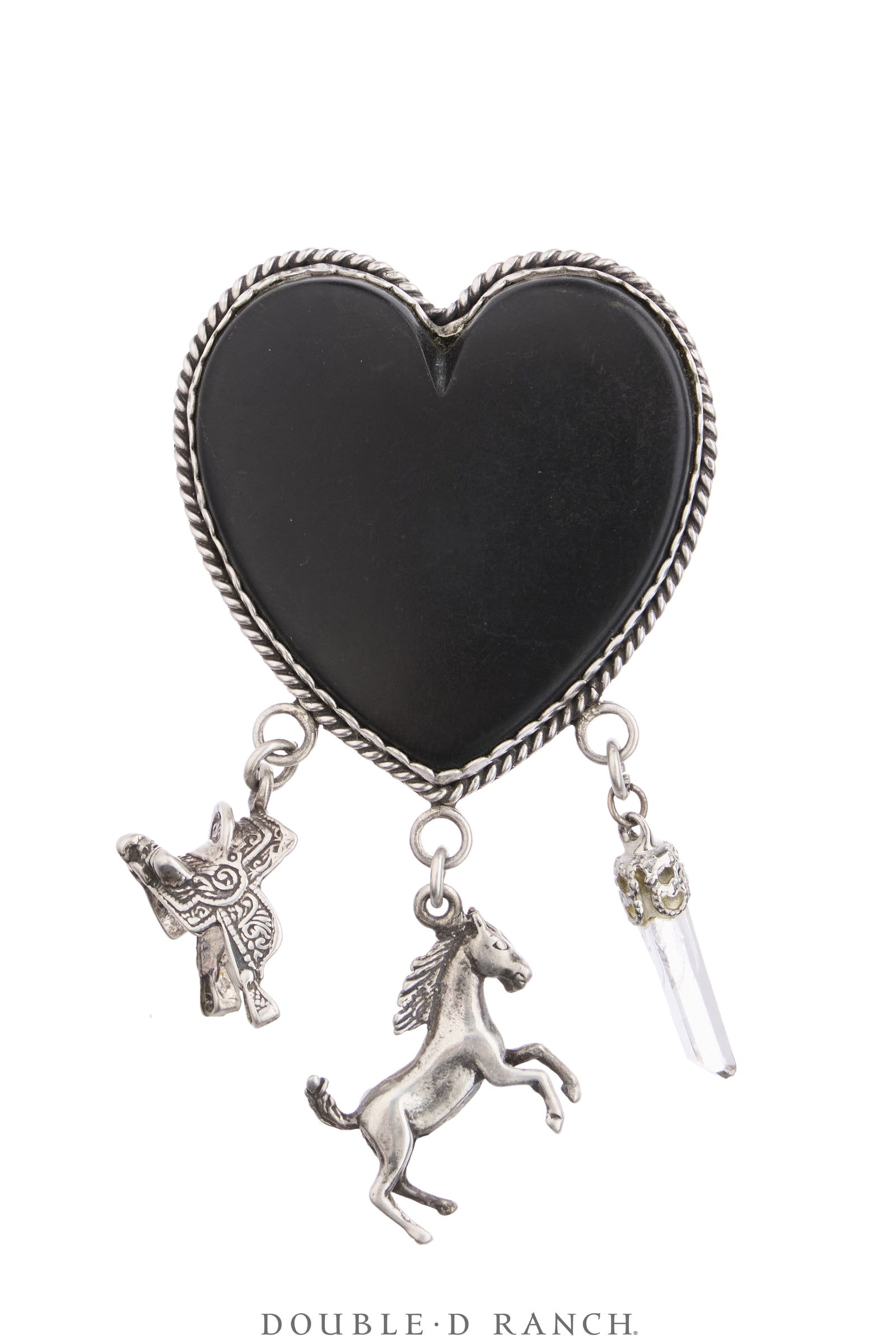 Pin, Novelty, Onyx, Heart With Western Charms, Slifka Hallmark, Vintage, 1324