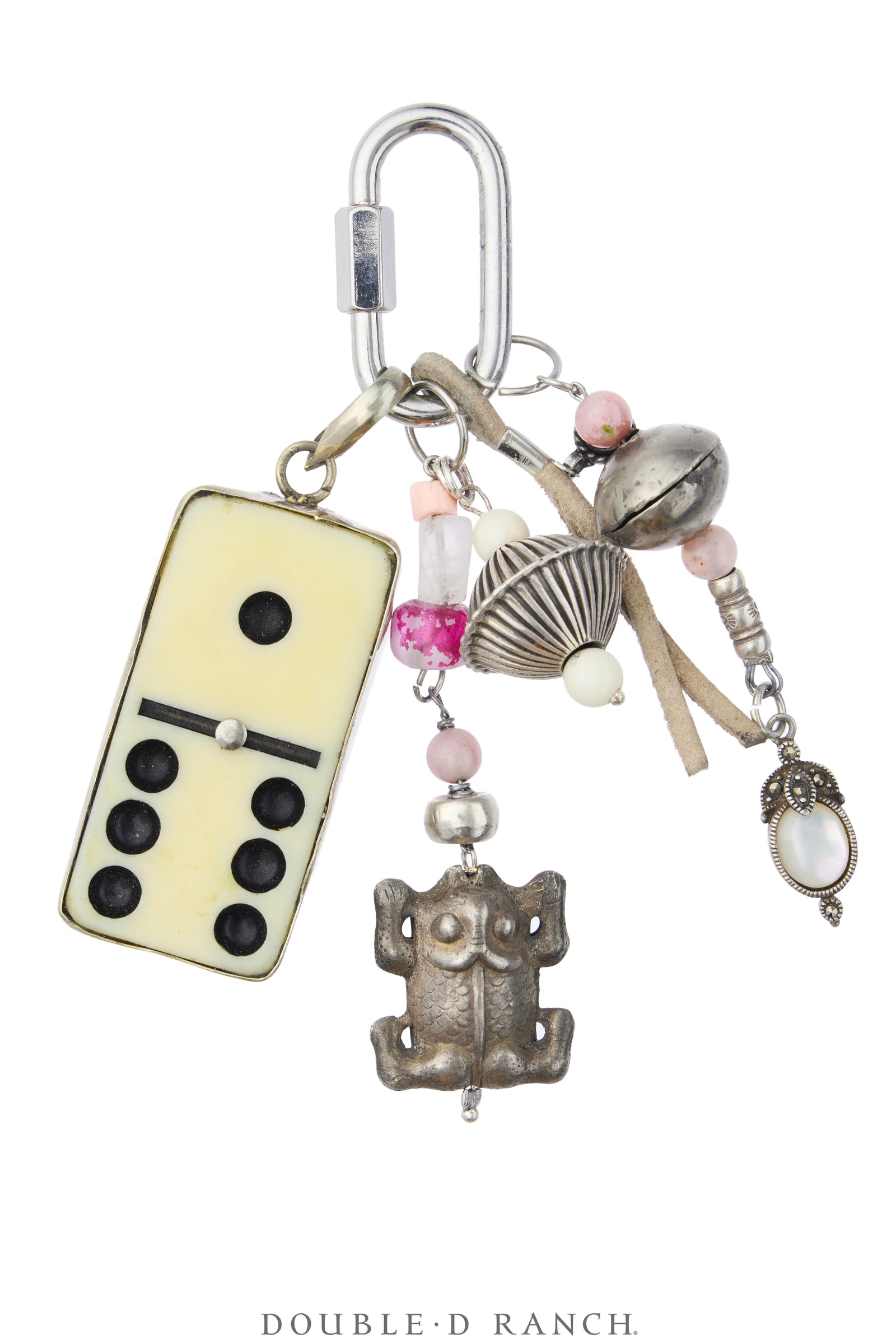 Charm, Bag Bauble, Mixed Stones & Domino, Repurposed, Artisan, Contemporary 1336