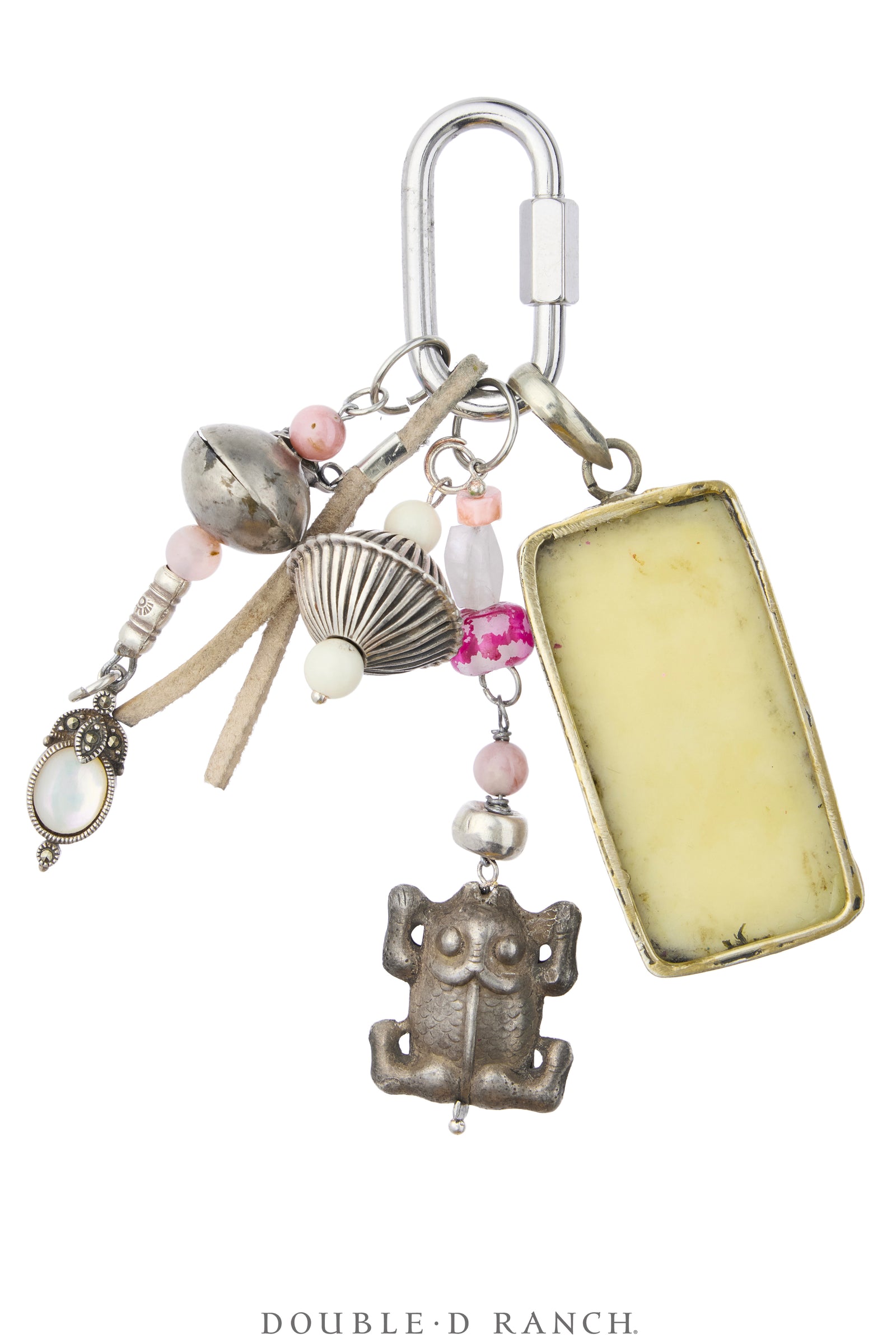 Charm, Bag Bauble, Mixed Stones & Domino, Repurposed, Artisan, Contemporary 1336