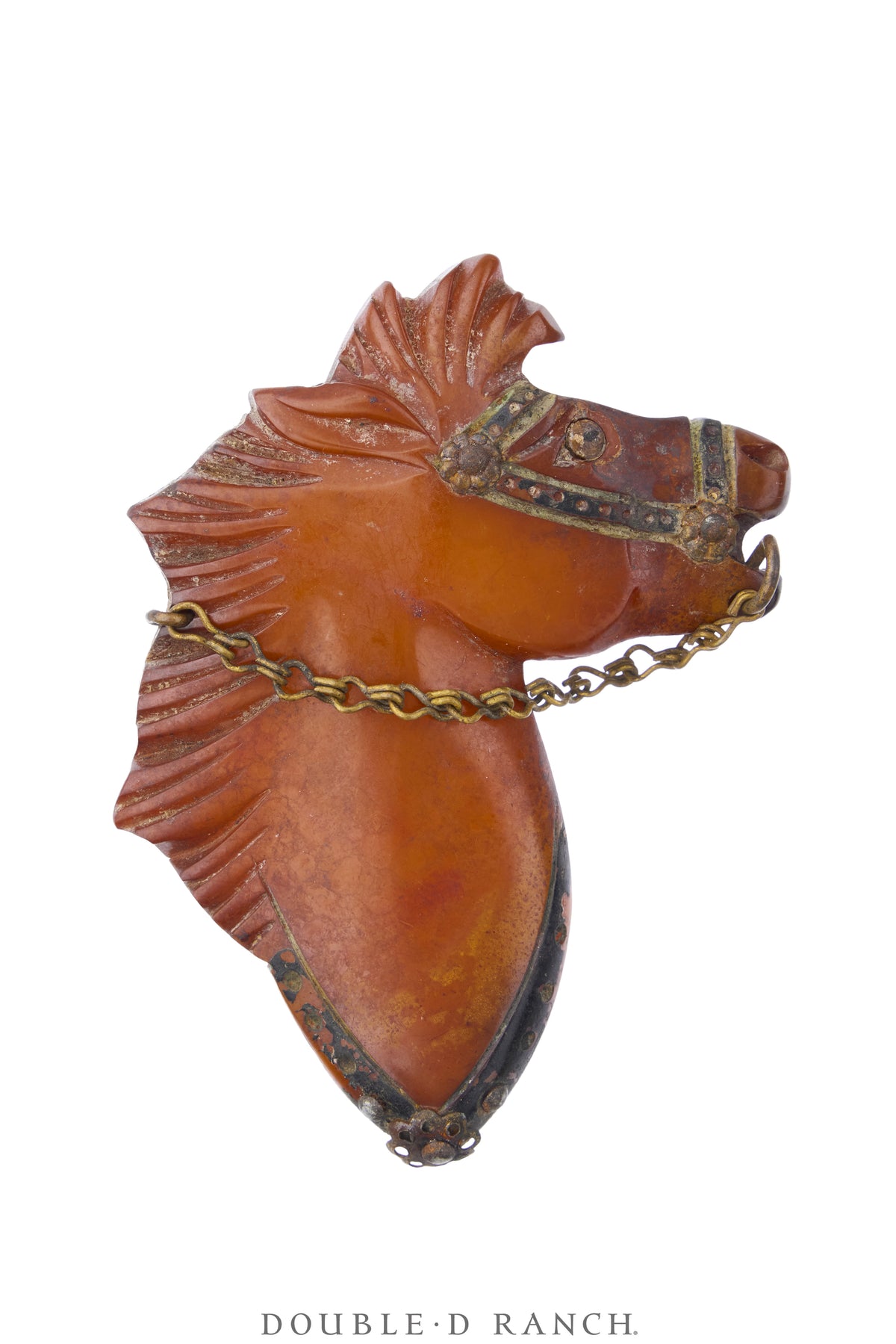Pin, Bakelite, Horse, Chain Reins, Vintage, 1358