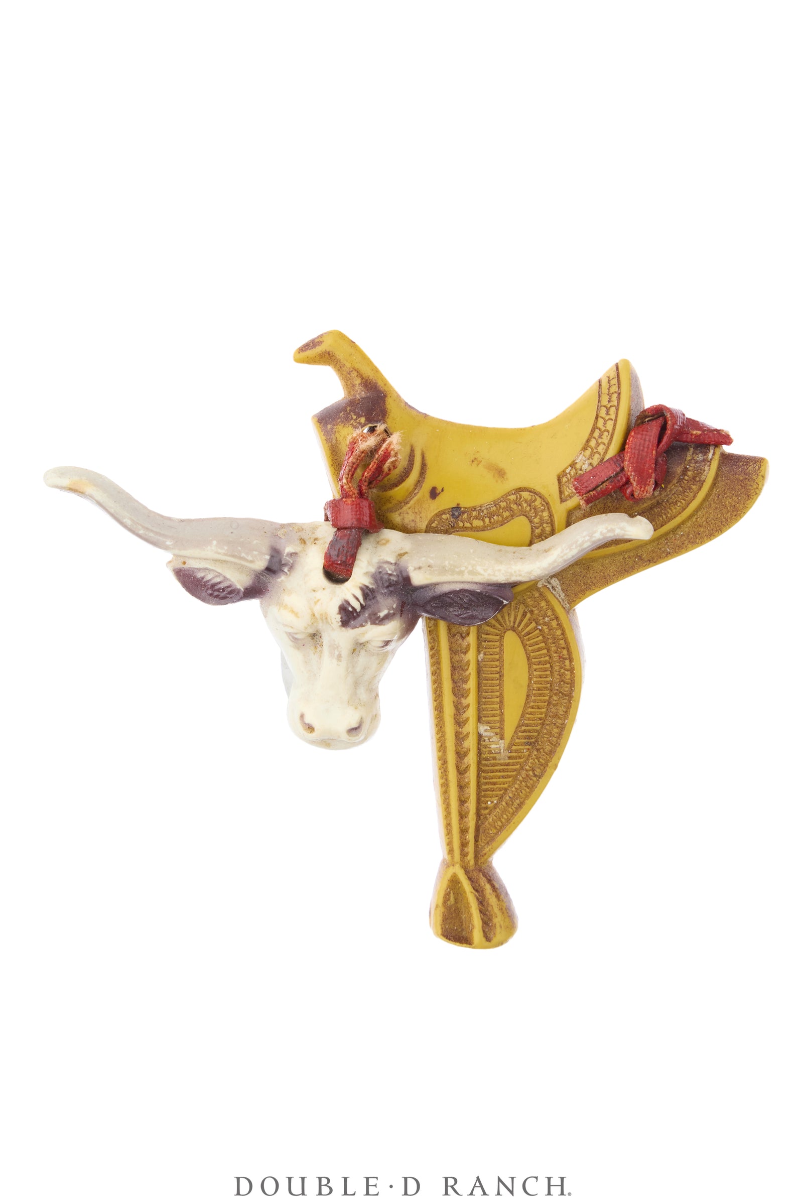 Pin, Bakelite, Longhorn With Saddle, Vintage, 1360