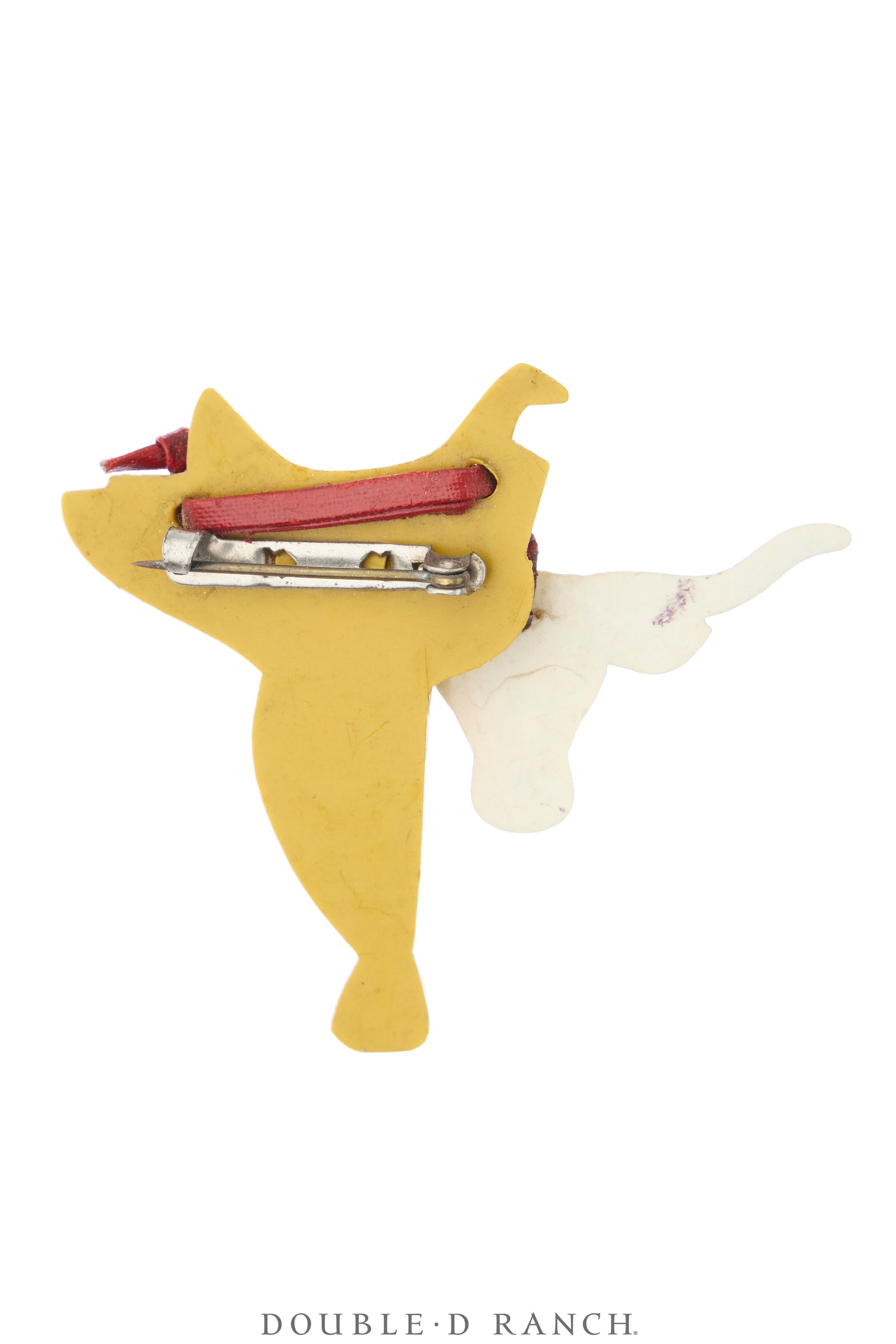 Pin, Bakelite, Longhorn With Saddle, Vintage, 1360