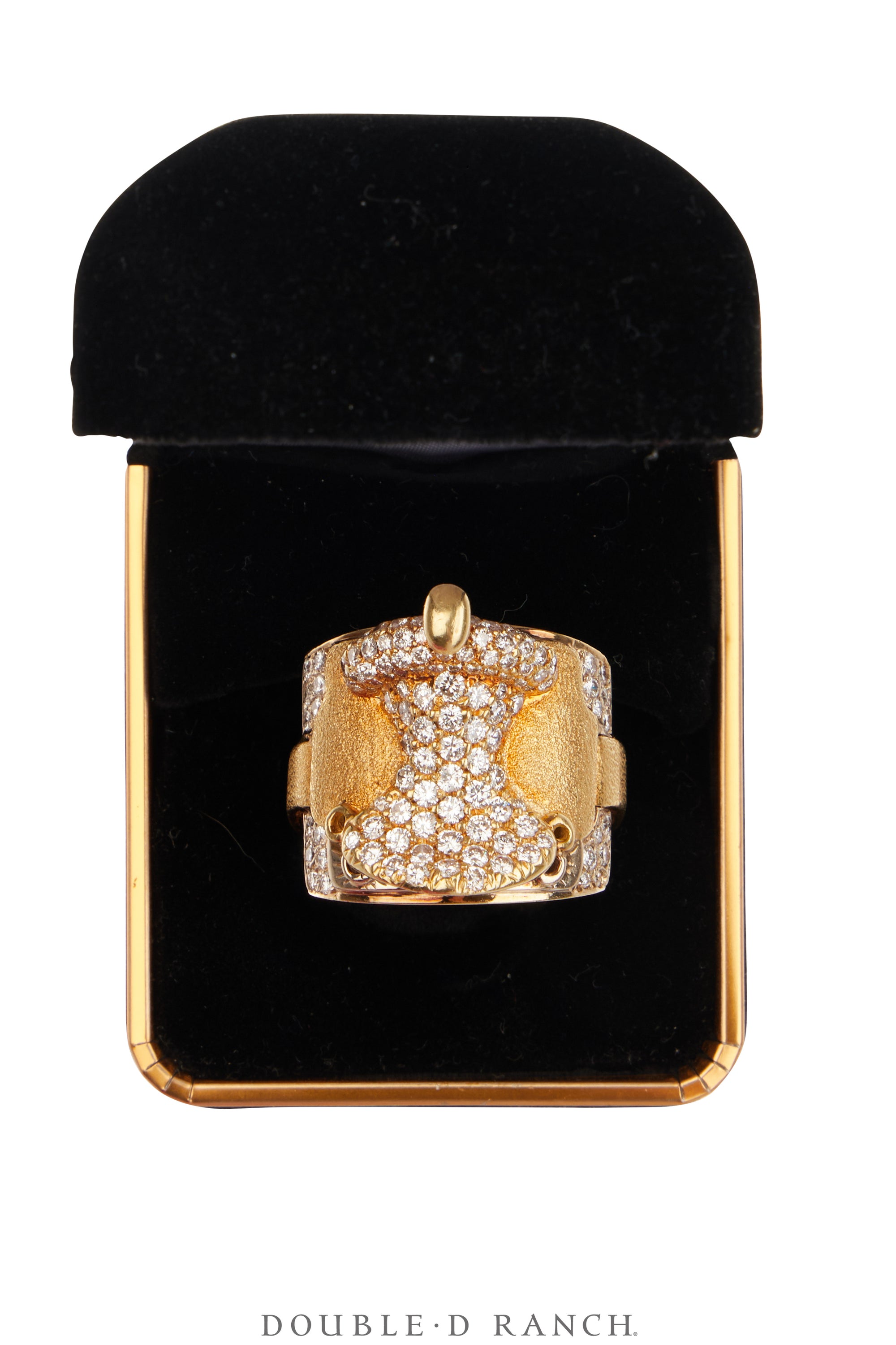 Ring, Novelty, 14K Gold With Diamonds, Western Saddle, Vintage, Estate, 1864