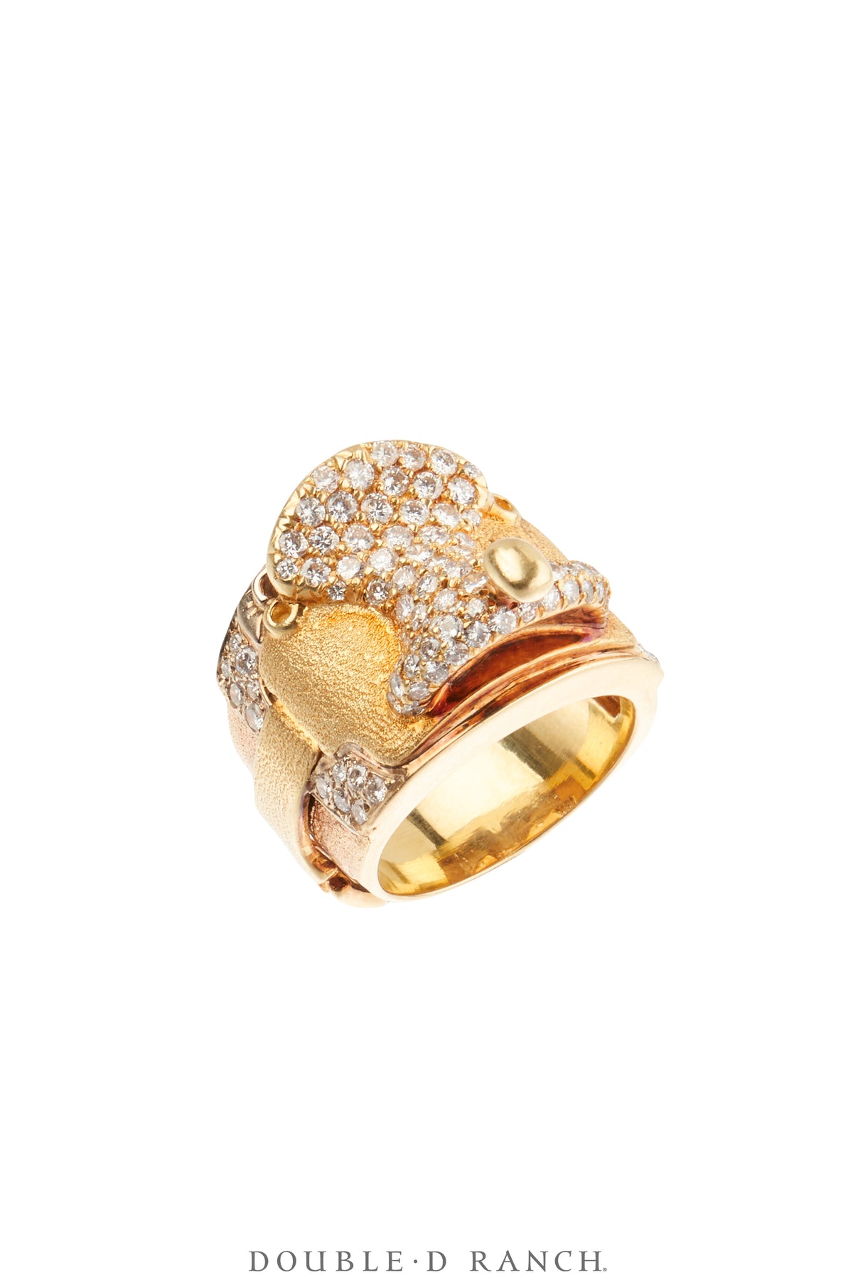 Ring, Novelty, 14K Gold With Diamonds, Western Saddle, Vintage, Estate, 1864