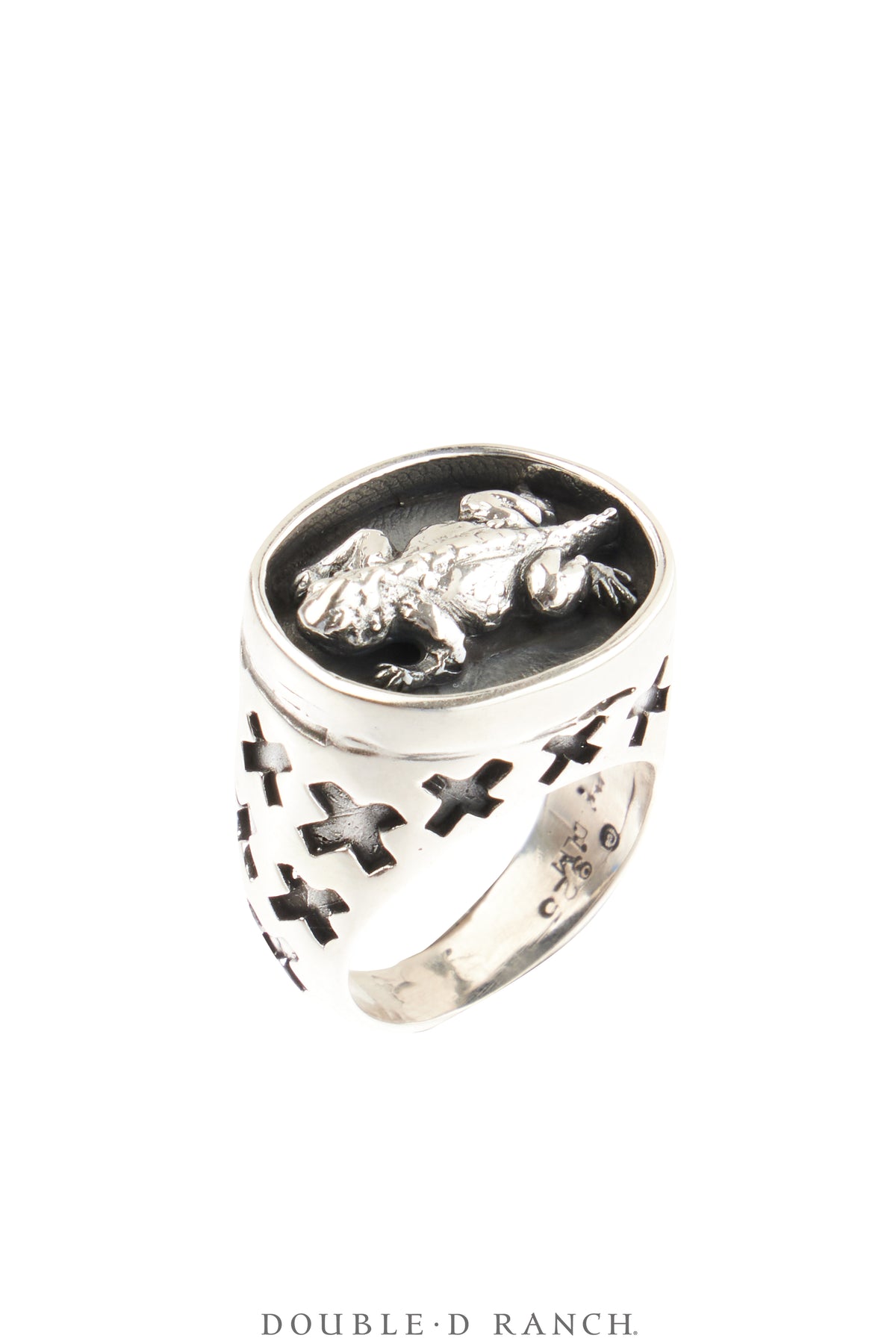 Ring, Dian Malouf, Sterling Silver, Horned Frog, Hallmark, Contemporary, 1896