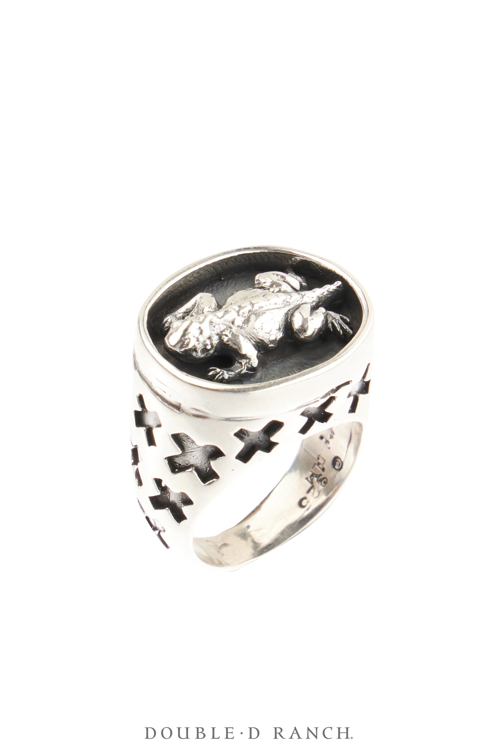 Ring, Dian Malouf, Sterling Silver, Horned Frog, Hallmark, Contemporary, 1896