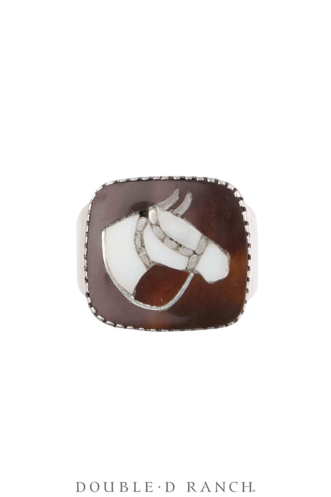 Ring, Inlay, Horse Profile, Simplicio Family, Upcycled, Vintage, 1897