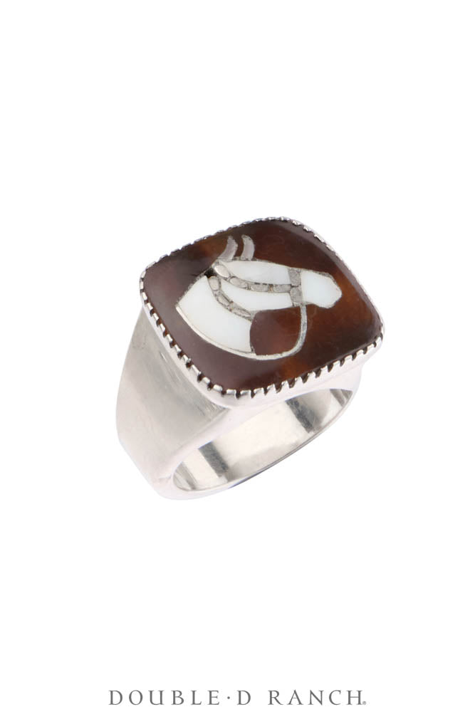Ring, Inlay, Horse Profile, Simplicio Family, Upcycled, Vintage, 1897