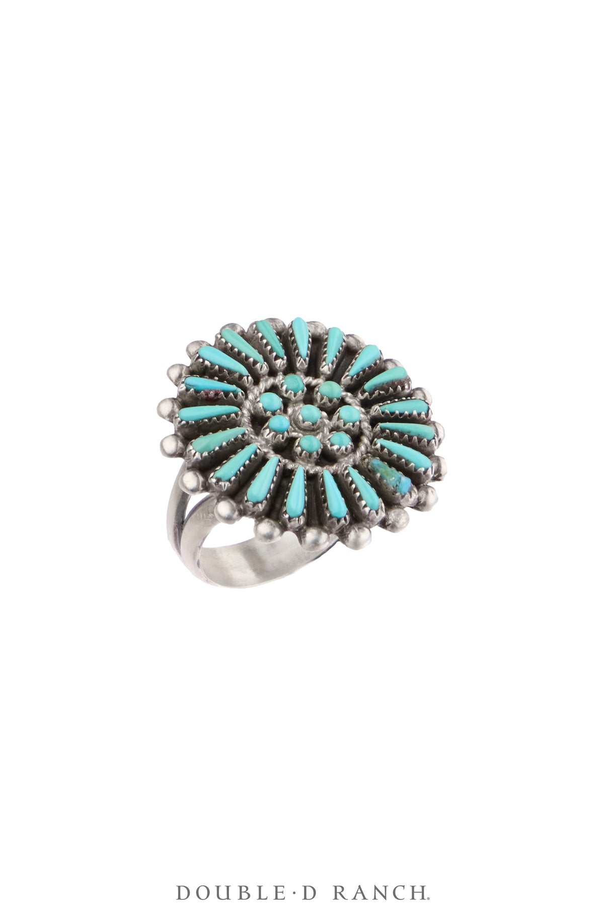 Ring, Cluster, Turquoise, Petite Point, Upcycled, Vintage, 1898