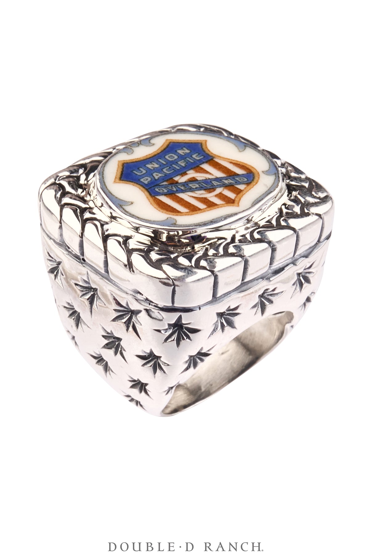 Ring, Dian Malouf, Statement, Railroad China, Union Jack, Hallmark, Contemporary, 1932B