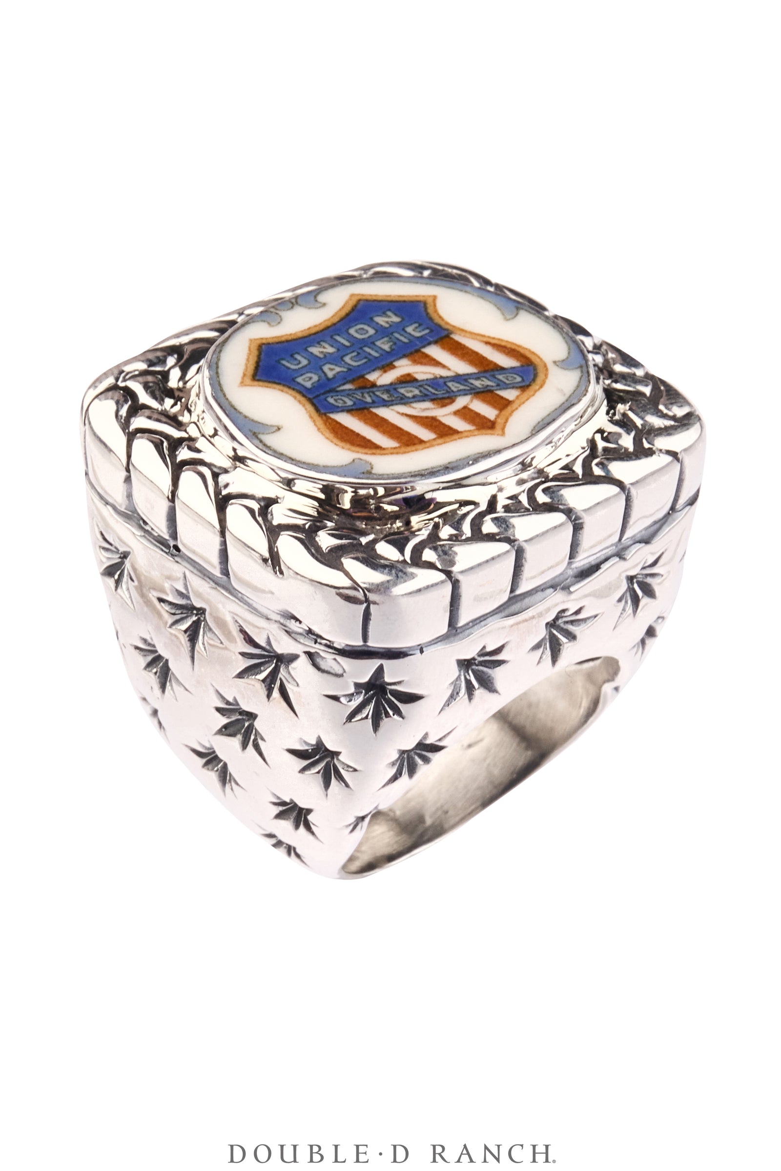 Ring, Dian Malouf, Statement, Railroad China, Union Jack, Hallmark, Contemporary, 1932B