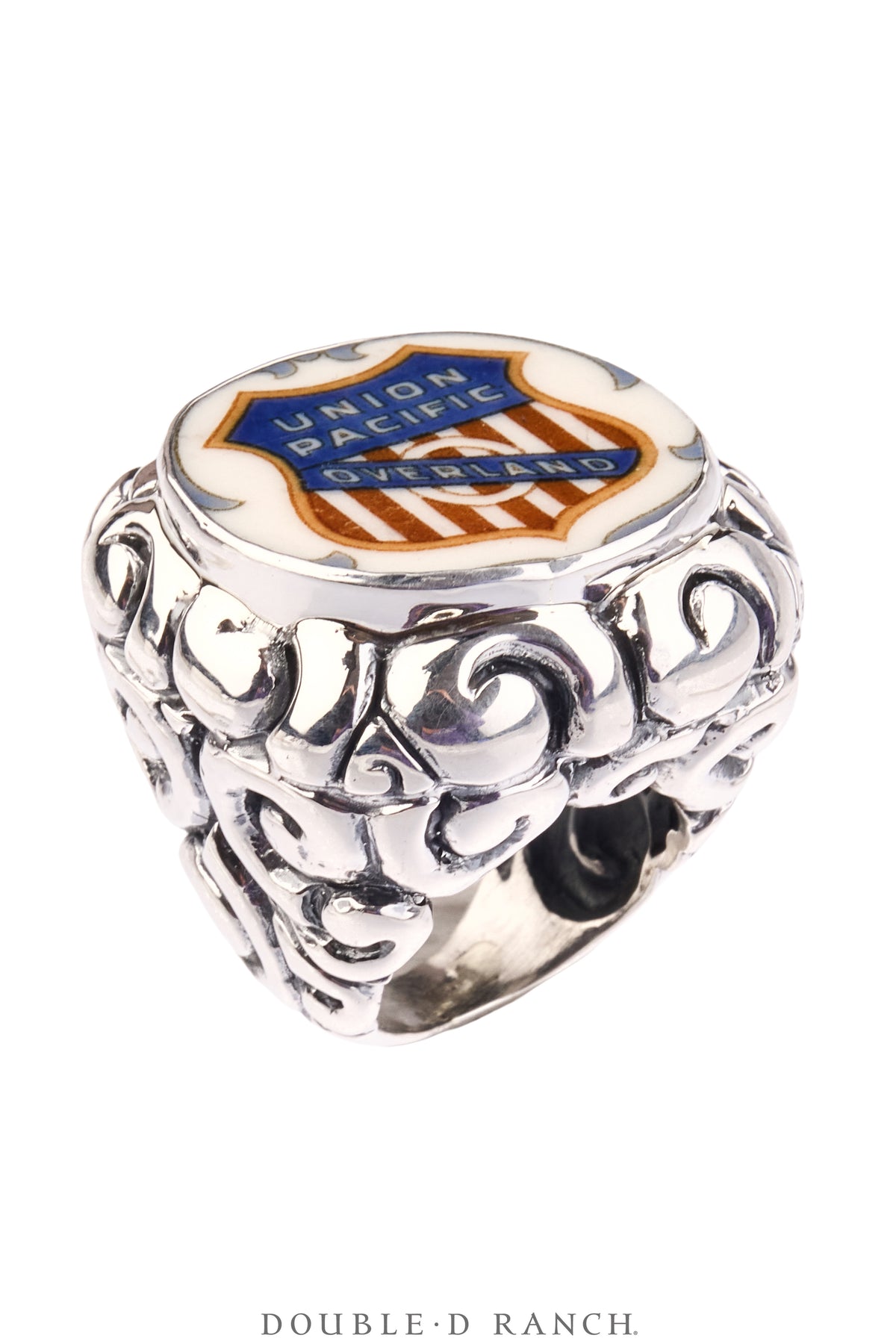 Ring, Dian Malouf, Statement, Railroad China, Union Jack, Hallmark, Contemporary, 1933B