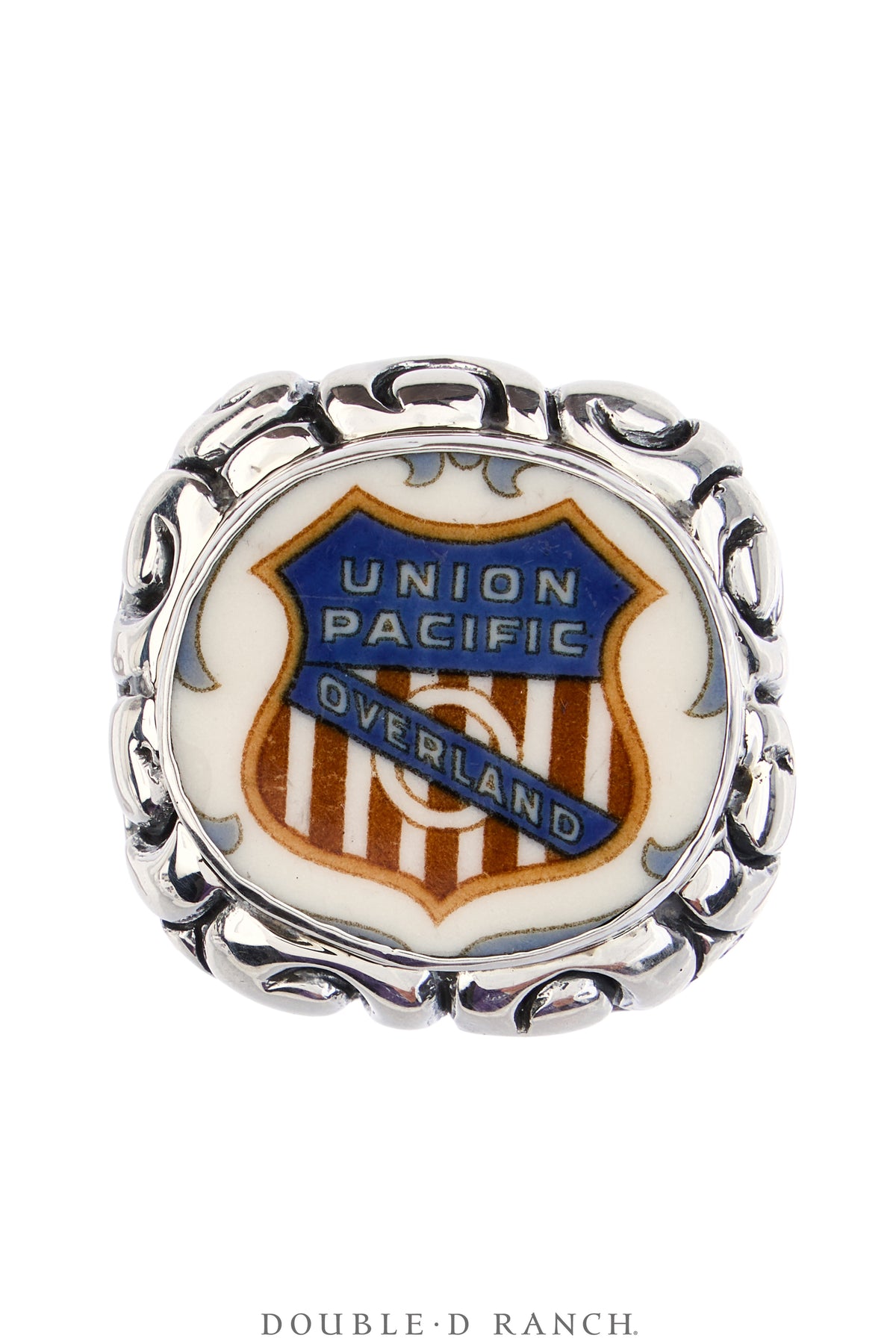 Ring, Dian Malouf, Statement, Railroad China, Union Jack, Hallmark, Contemporary, 1933B