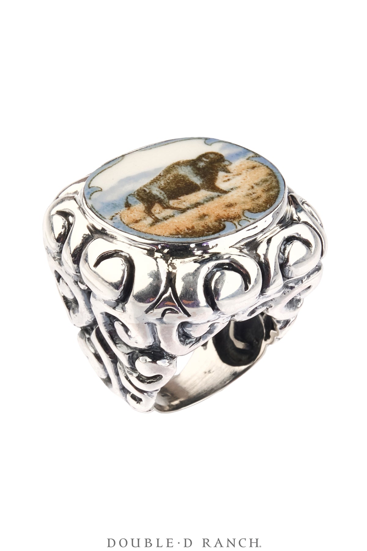 Ring, Dian Malouf, Statement, Railroad China, Buffalo, Hallmark, Contemporary, 1935E