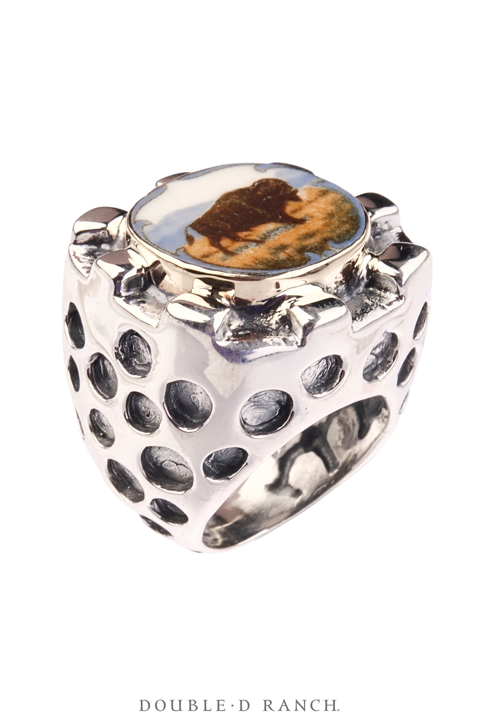 Ring, Dian Malouf, Statement, Railroad China, Buffalo, Hallmark, Contemporary, 1937C
