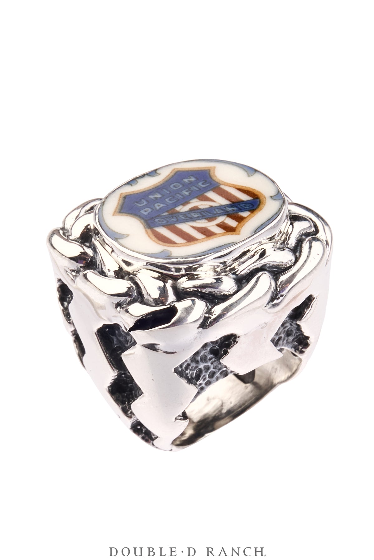 Ring, Dian Malouf, Statement, Railroad China, Union Jack, Hallmark, Contemporary, 1964B