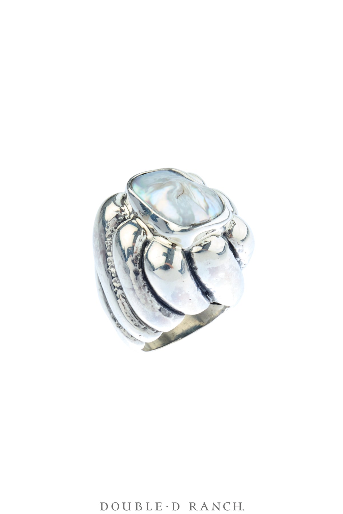 Ring, Dian Malouf, Mother of Pearl, Sterling Silver, Contemporary, 1971