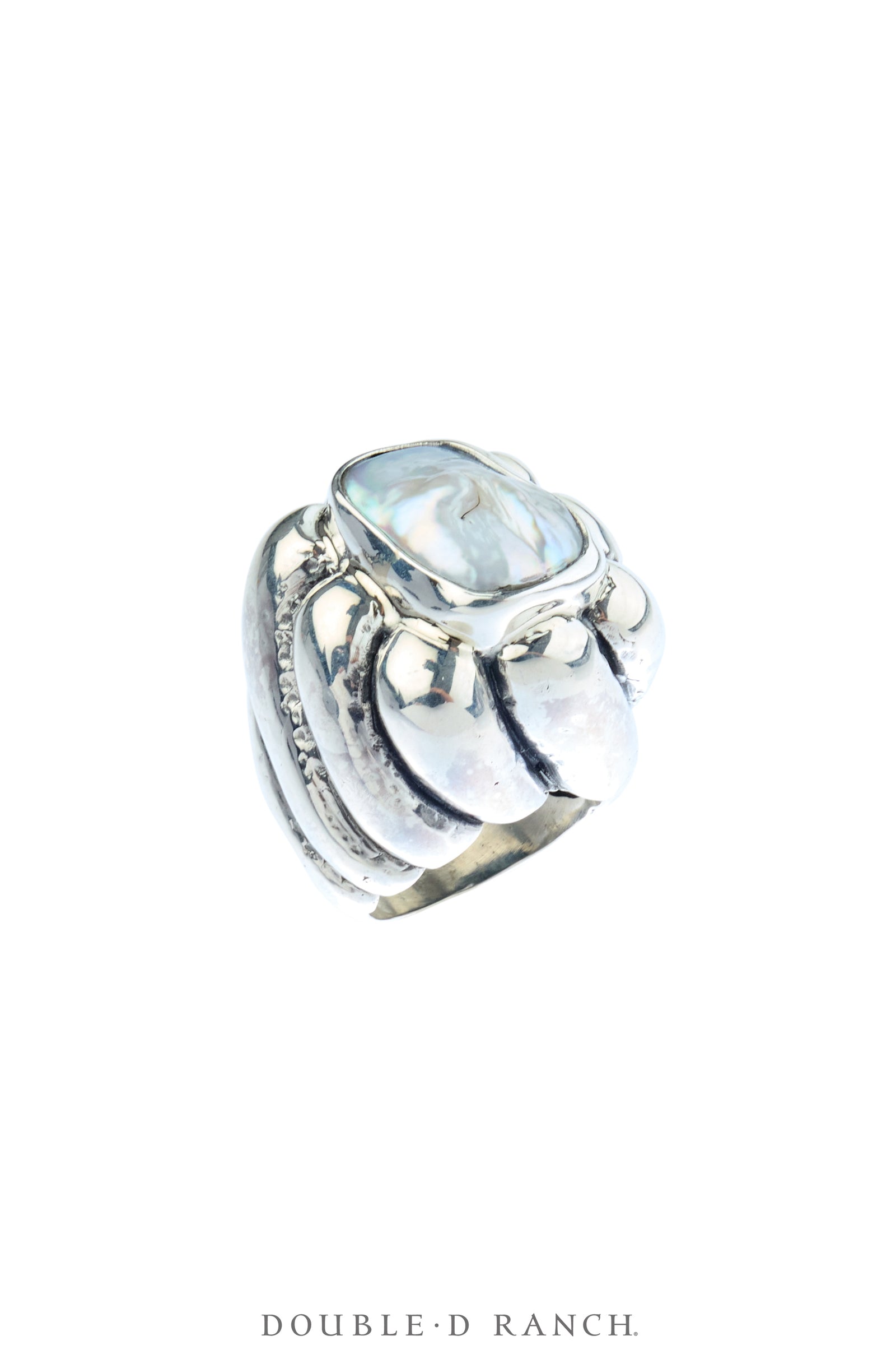 Ring, Dian Malouf, Mother of Pearl, Sterling Silver, Contemporary, 1971