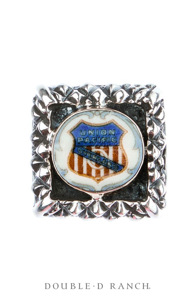 Ring, Dian Malouf, Statement, Railroad China, Union Jack, Hallmark, Contemporary, 1973