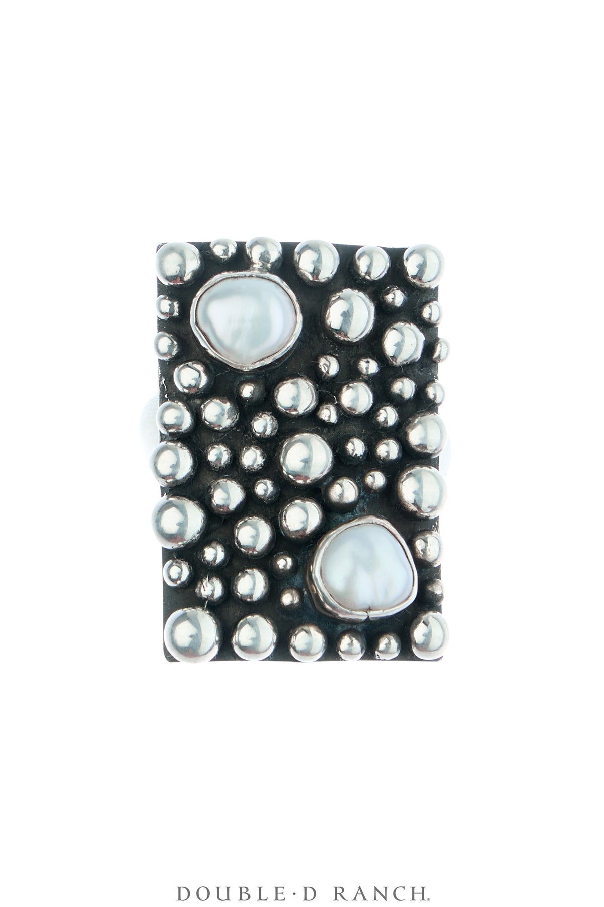 Ring, Blackened Bubble, Freshwater Pearl & Sterling Silver, Hallmark, Contemporary, 1981
