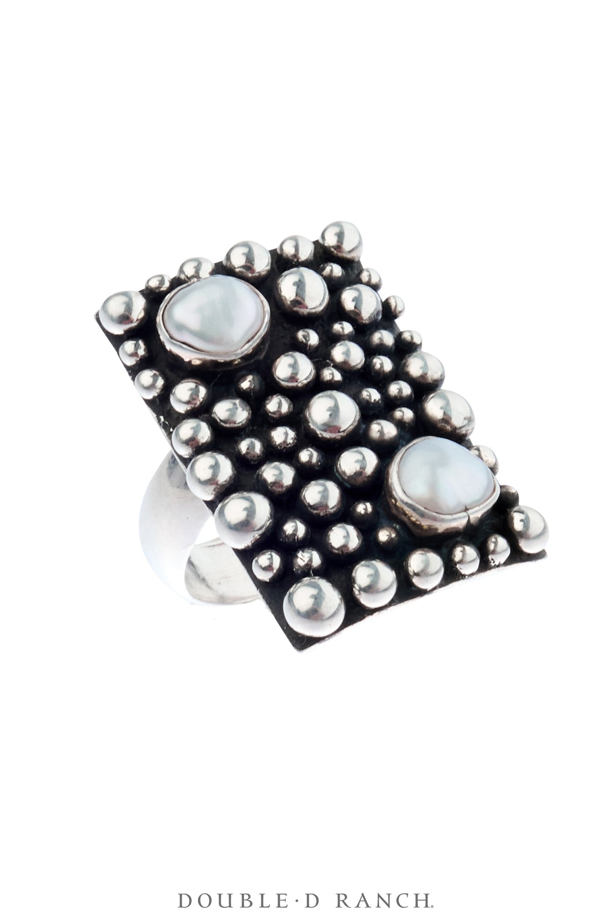Ring, Blackened Bubble, Freshwater Pearl & Sterling Silver, Hallmark, Contemporary, 1981