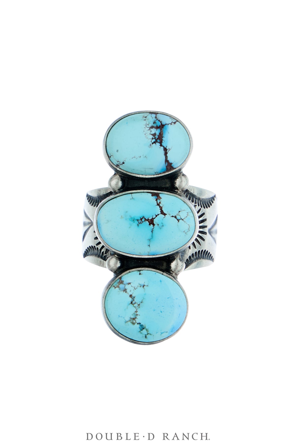 Ring, Statement, Golden Hills Turquoise, 3 Stone, Hallmark, Contemporary, 1986