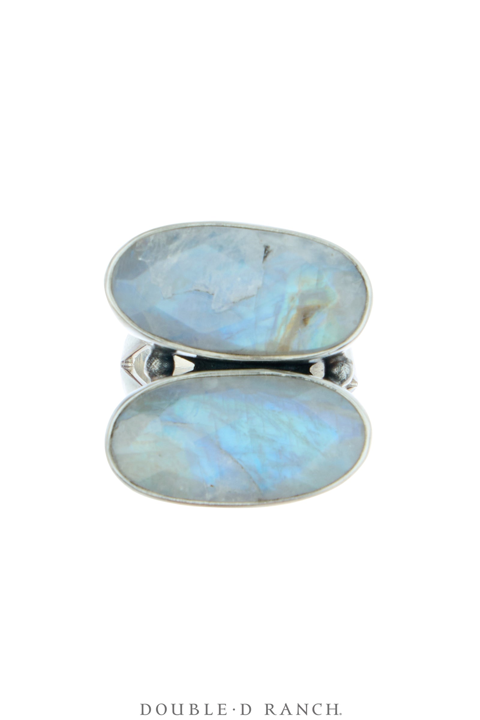 Ring, Faceted Jewel, Rainbow Moonstone, Double, Artisan, Contemporary, 2000
