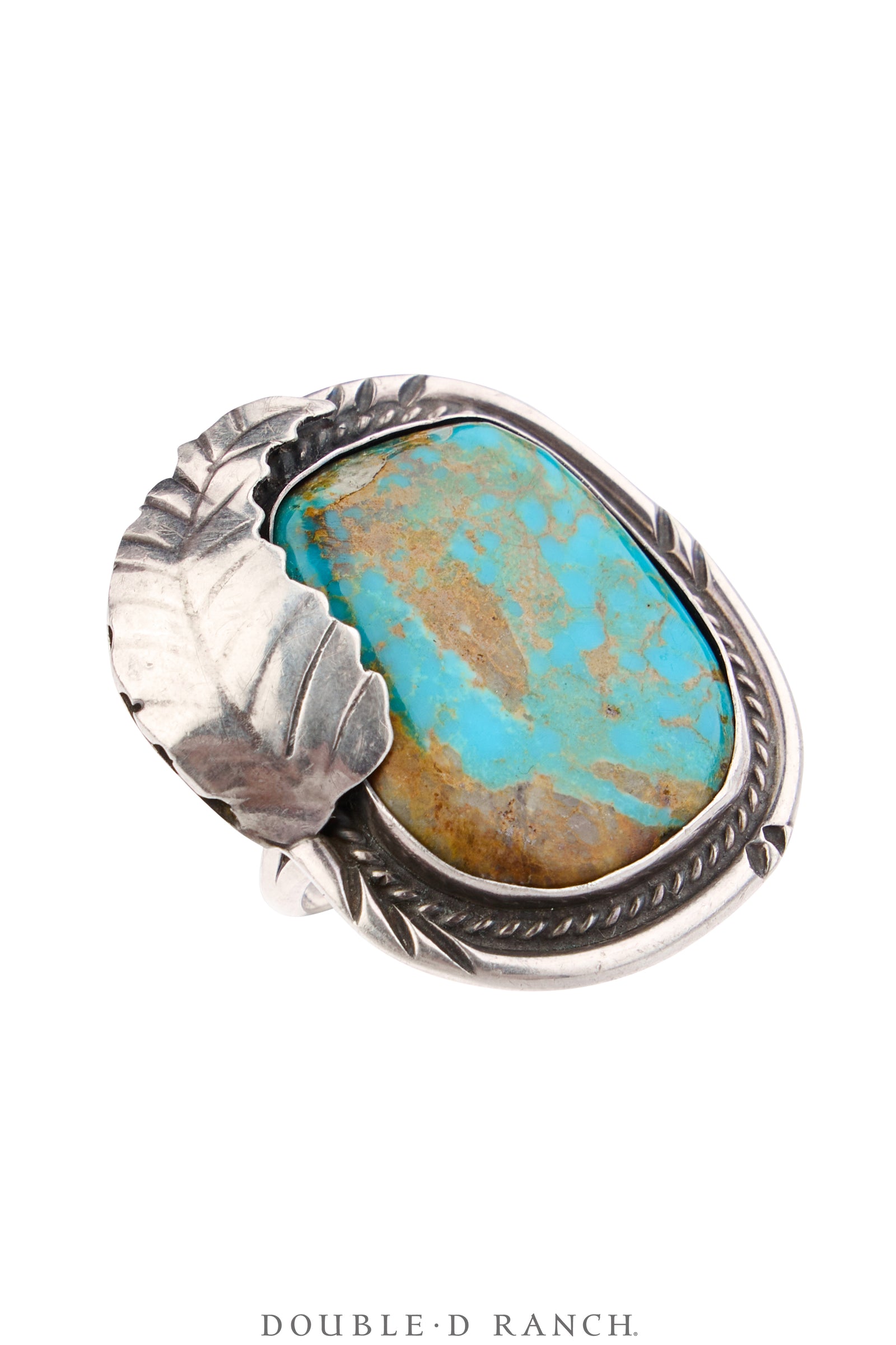 Ring, Natural Stone, Turquoise, Leaf Appliqué, Old Pawn, 2026
