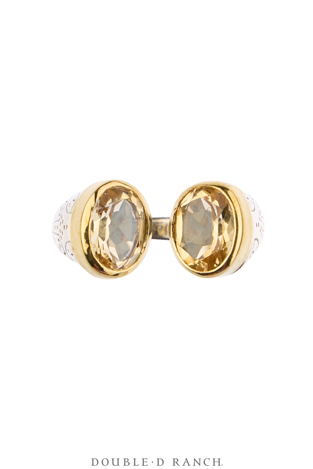 Ring, Faceted Jewel, Double Stone Wrap, Citrine, Contemporary, 2032B