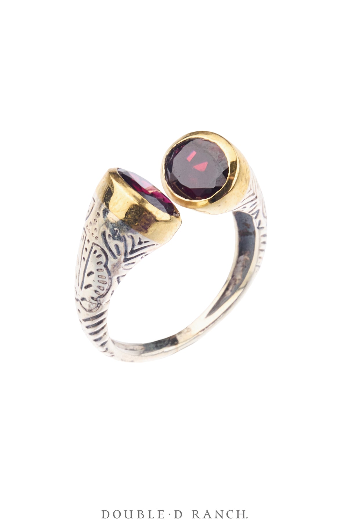 Ring, Faceted Jewel, Double Stone Wrap, Smokey Quartz, Contemporary, 2032C