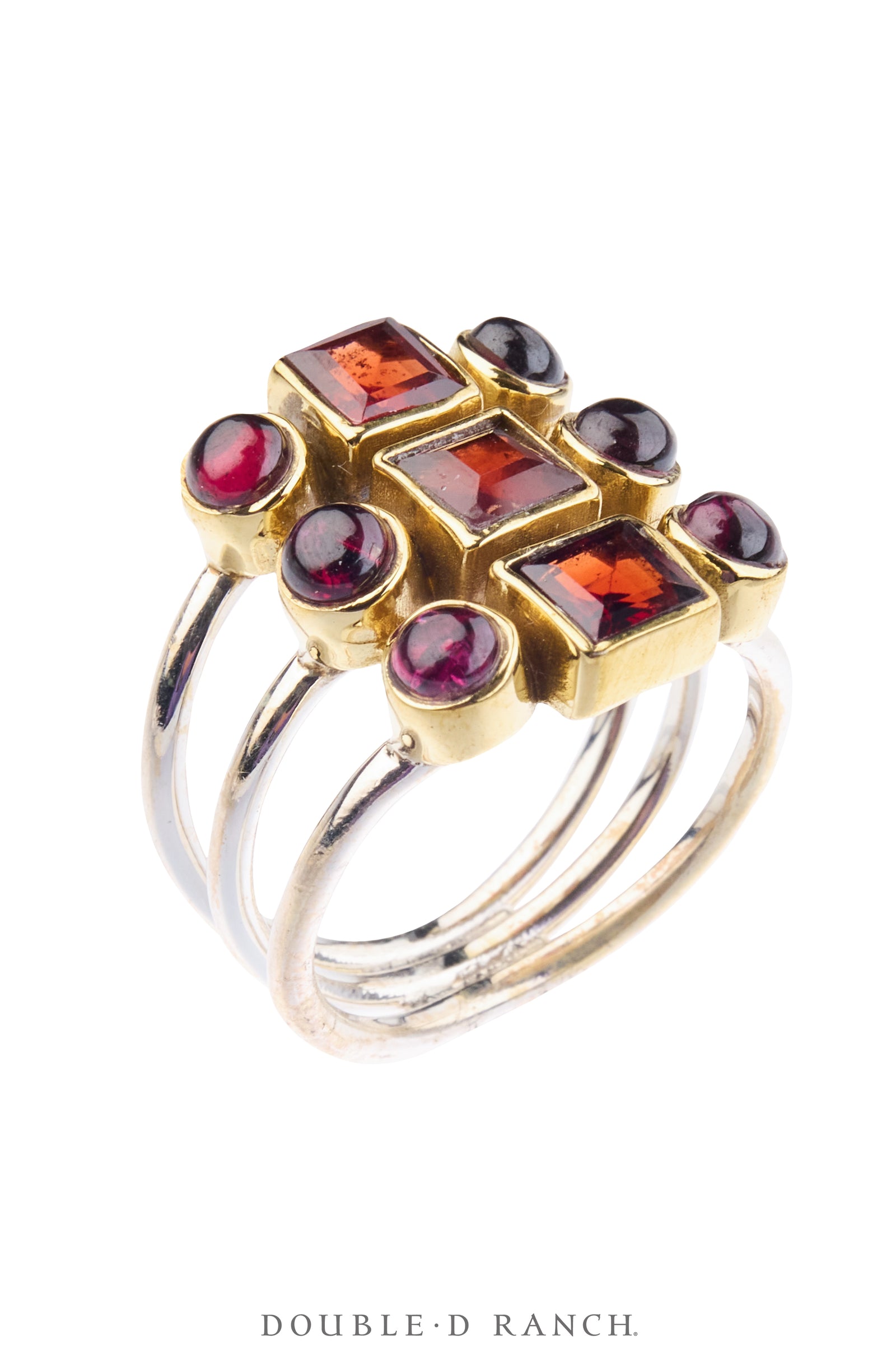 Ring, Faceted Jewel, Shield, Garnet, Contemporary, 2034B