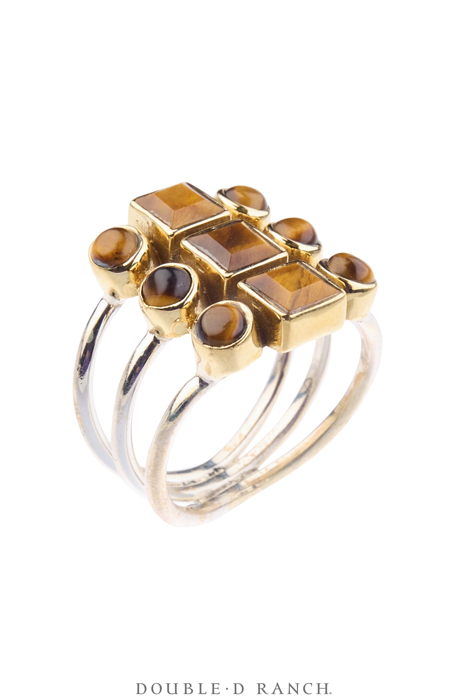 Ring, Faceted Jewel, Shield, Tiger's Eye, Contemporary, 2034E