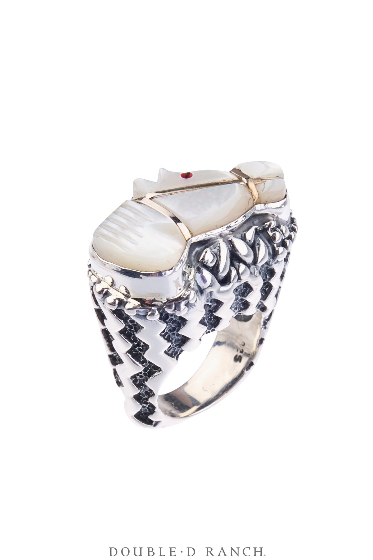 Ring, Dian Malouf, Mother of Pearl, Sterling Silver, Hallmark, Contemporary, 2075
