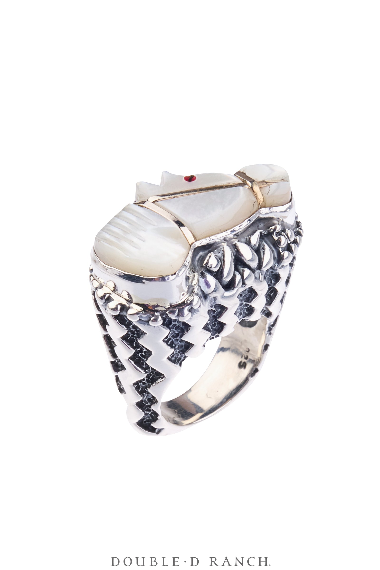 Ring, Dian Malouf, Mother of Pearl, Sterling Silver, Hallmark, Contemporary, 2075